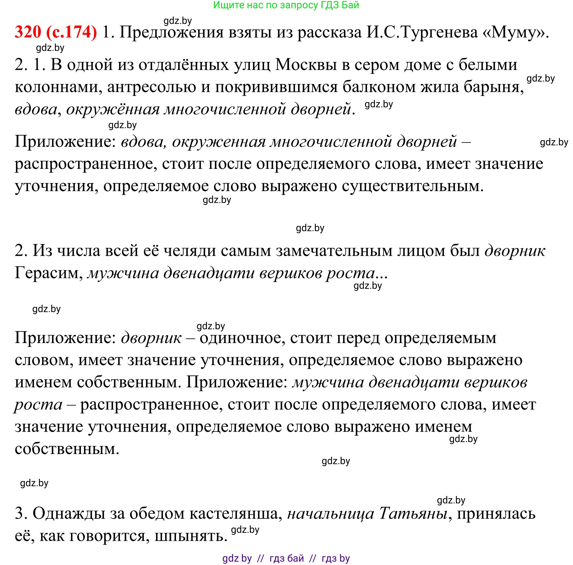 Русский язык, 8 класс Учебник, авторы: Мурина Лариса Александровна, Долбик Елена Евгеньевна, Леонович Валентина Леонидовна, Жадейко Жанна Фёдоровна, издательство Академия образования, Минск, 2024, страница 174, номер 320, Решение
