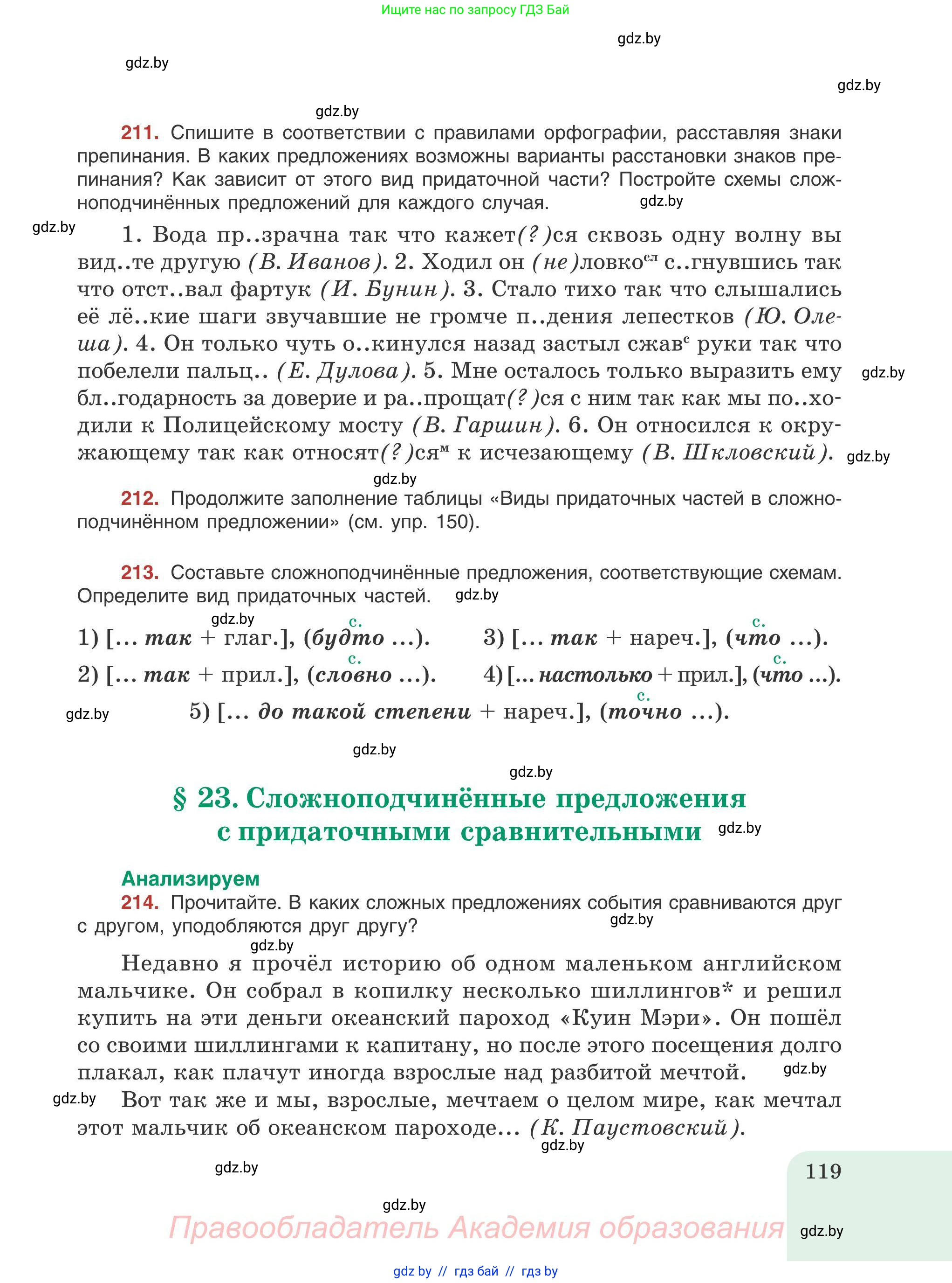 Русский язык, 9 класс Учебник, авторы: Мурина Лариса Александровна, Литвинко Франя Михайловна, Долбик Елена Евгеньевна, Пипченко Н М, Германович С Ф, Таяновская И В, издательство Академия образования, Минск, 2025, страница 119