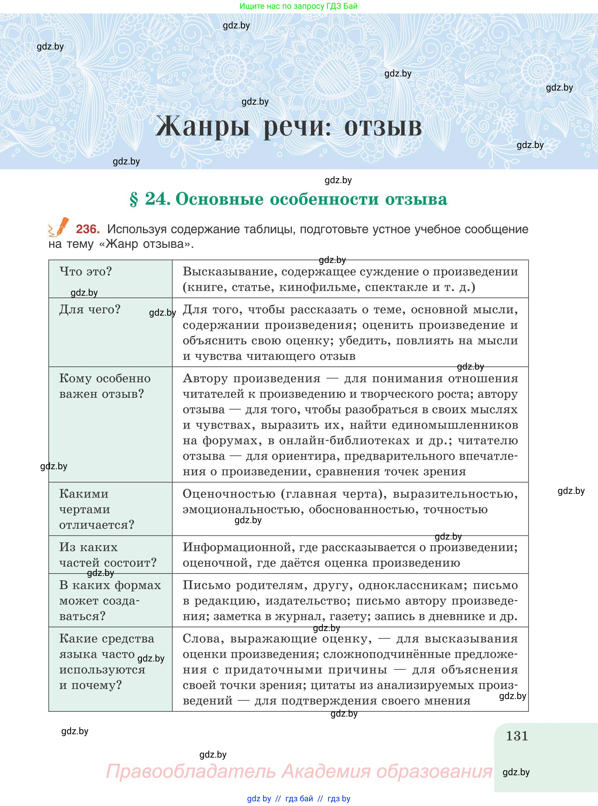 Русский язык, 9 класс Учебник, авторы: Мурина Лариса Александровна, Литвинко Франя Михайловна, Долбик Елена Евгеньевна, Пипченко Н М, Германович С Ф, Таяновская И В, издательство Академия образования, Минск, 2025, страница 131