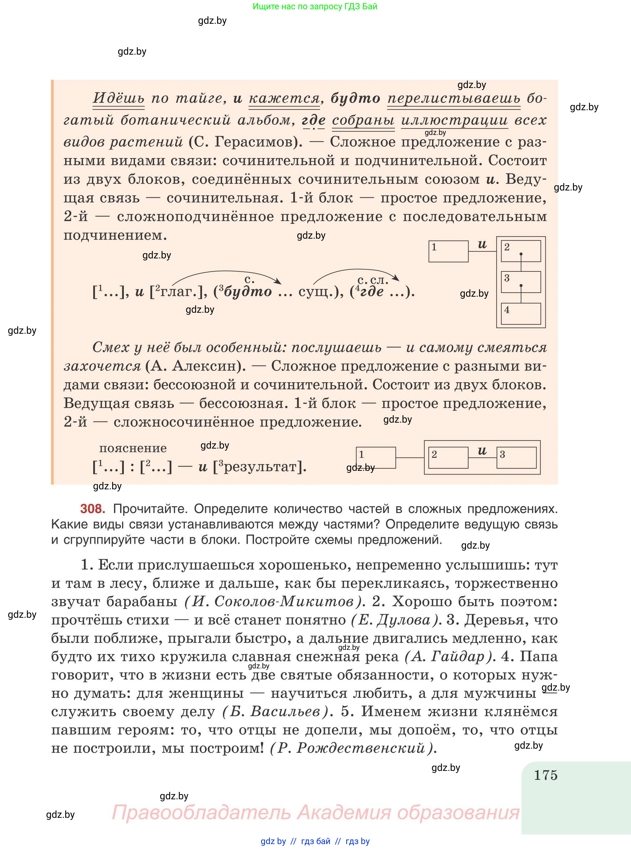 Русский язык, 9 класс Учебник, авторы: Мурина Лариса Александровна, Литвинко Франя Михайловна, Долбик Елена Евгеньевна, Пипченко Н М, Германович С Ф, Таяновская И В, издательство Академия образования, Минск, 2025, страница 175