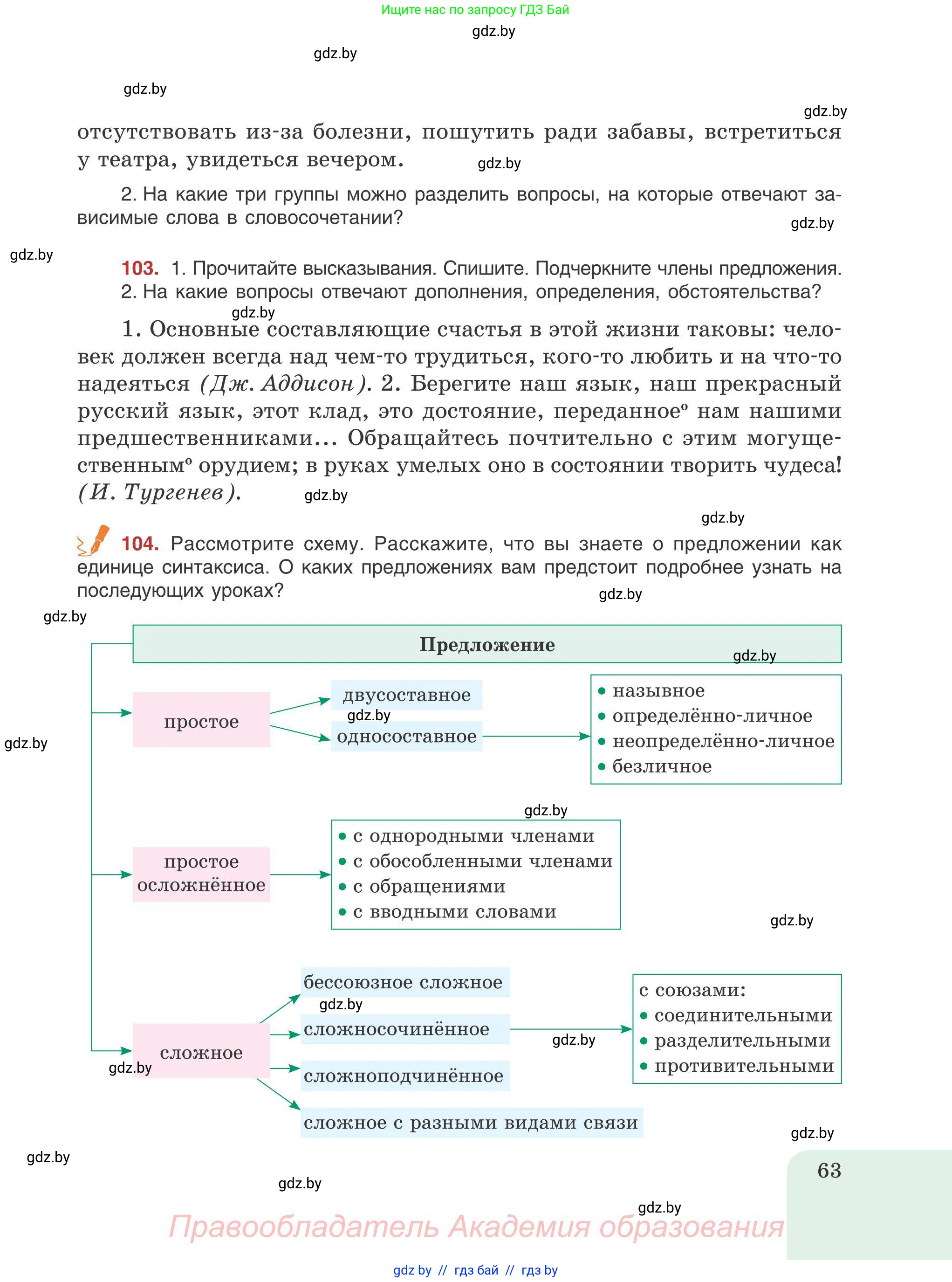 Русский язык, 9 класс Учебник, авторы: Мурина Лариса Александровна, Литвинко Франя Михайловна, Долбик Елена Евгеньевна, Пипченко Н М, Германович С Ф, Таяновская И В, издательство Академия образования, Минск, 2025, страница 63