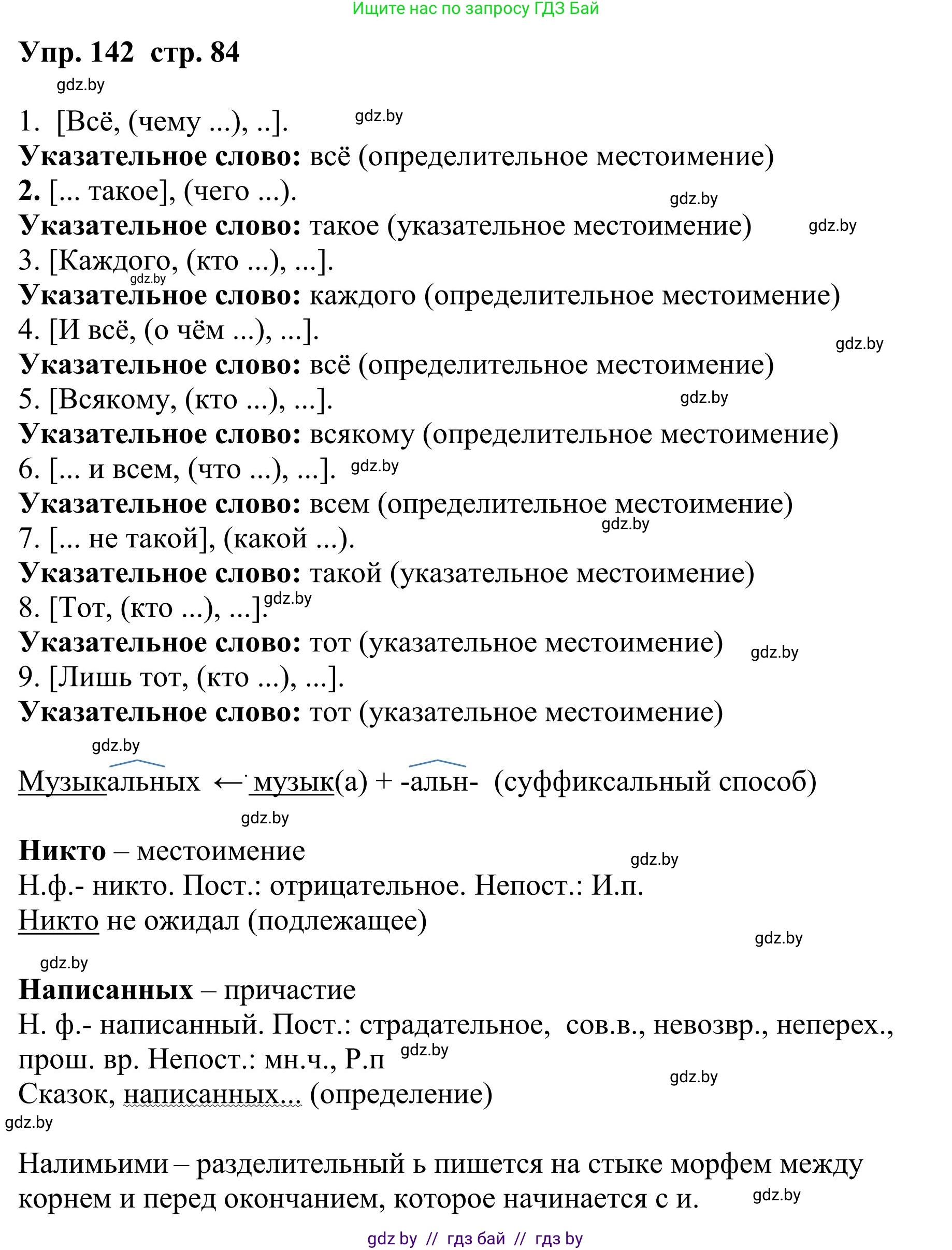 Русский язык, 9 класс Учебник, авторы: Мурина Лариса Александровна, Литвинко Франя Михайловна, Долбик Елена Евгеньевна, Пипченко Н М, Германович С Ф, Таяновская И В, издательство Академия образования, Минск, 2025, страница 85, номер 142, Решение 2025