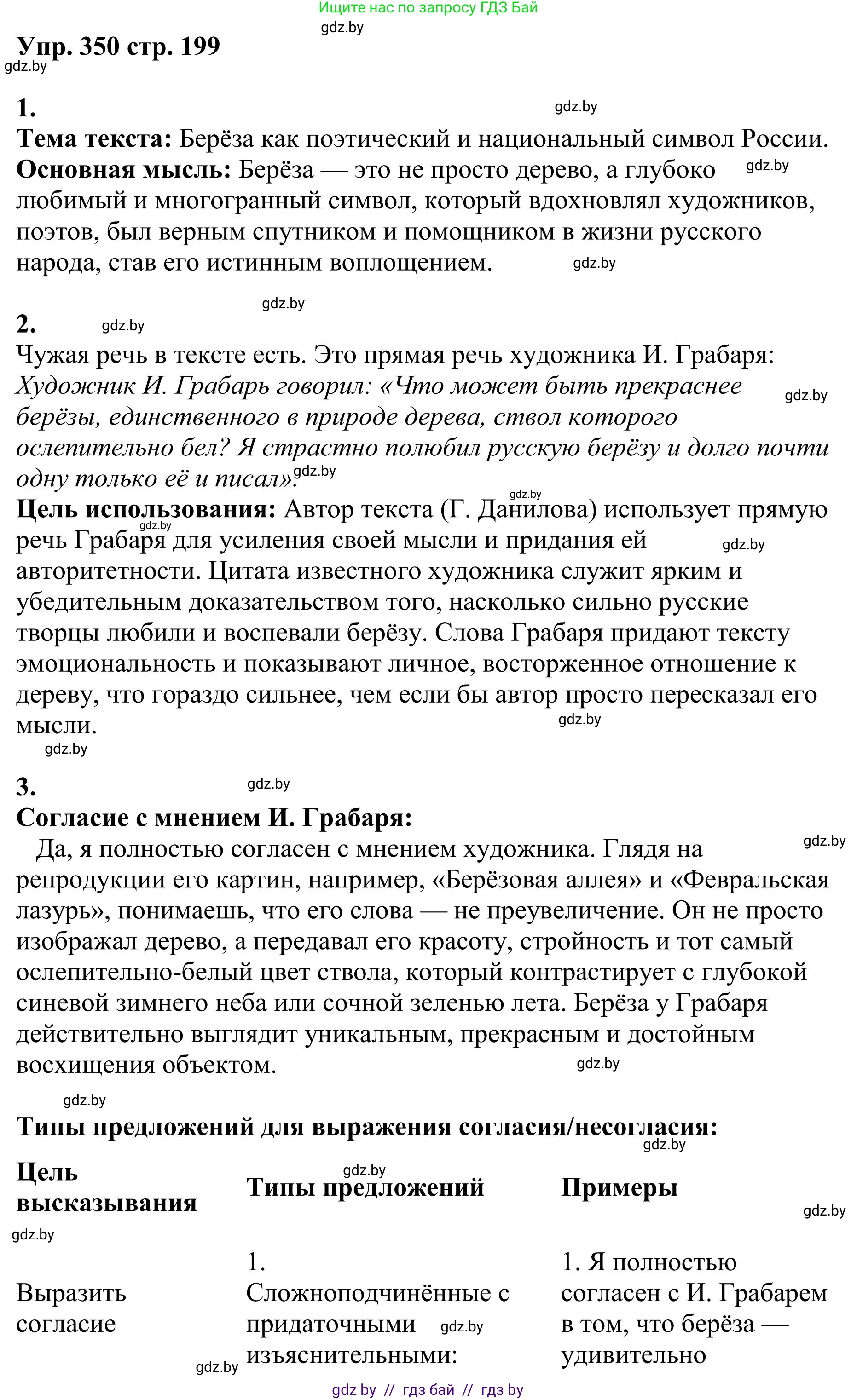 Русский язык, 9 класс Учебник, авторы: Мурина Лариса Александровна, Литвинко Франя Михайловна, Долбик Елена Евгеньевна, Пипченко Н М, Германович С Ф, Таяновская И В, издательство Академия образования, Минск, 2025, страница 199, номер 350, Решение 2025
