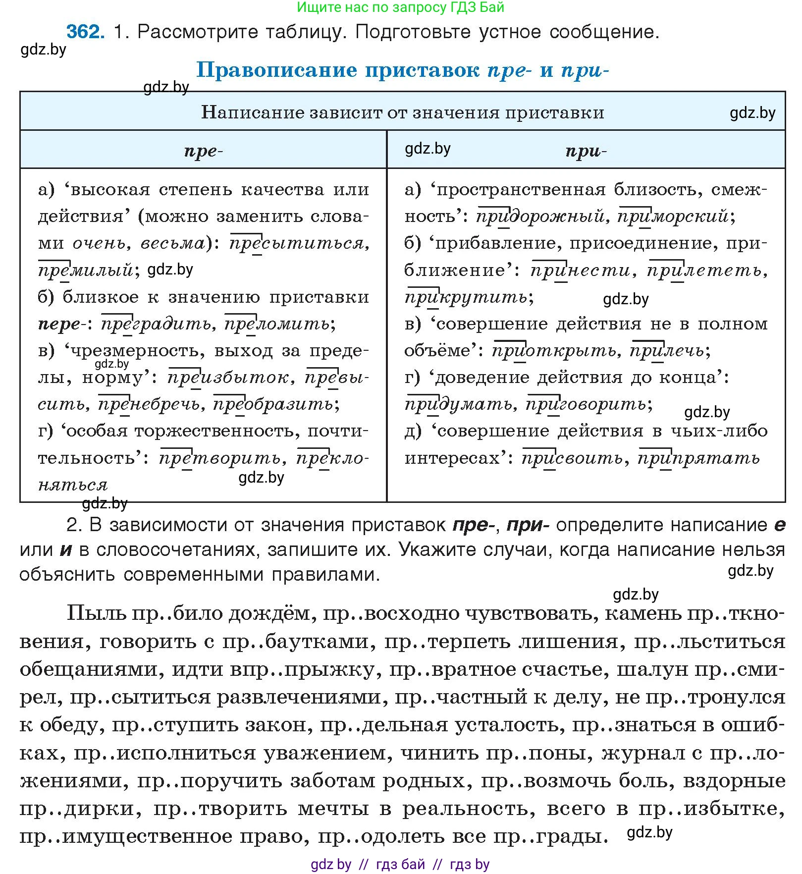 Русский язык, 10 класс Учебник, авторы: Леонович Валентина Леонидовна, Саникович Валентина Александровна, Литвинко Франя Михайловна, Волынец Татьяна Николаевна, Долбик Елена Евгеньевна, Малецкая М И, Мурина Лариса Александровна, Таяновская И В, издательство Национальный институт образования, Минск, 2020, страница 194, номер 362, Условие