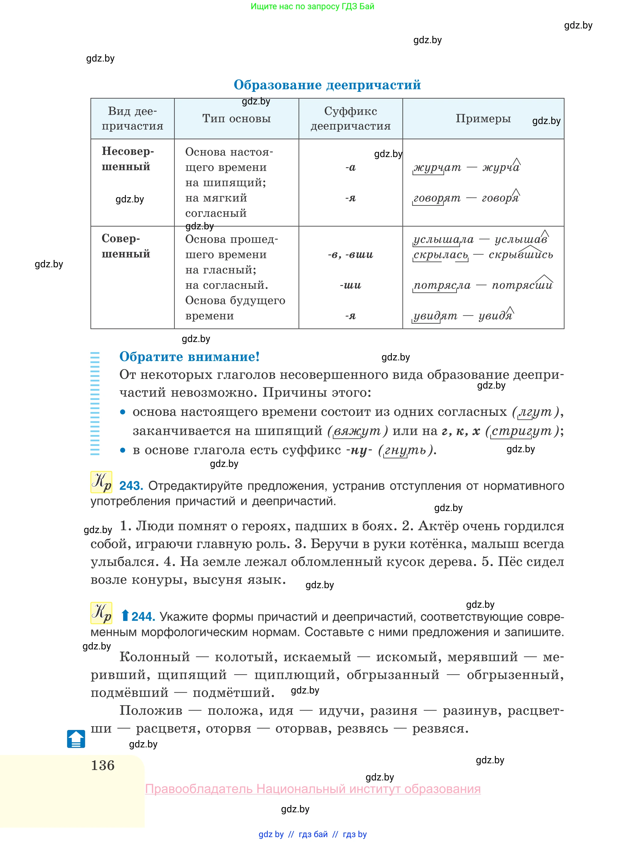 Русский язык, 10 класс Учебник, авторы: Леонович Валентина Леонидовна, Саникович Валентина Александровна, Литвинко Франя Михайловна, Волынец Татьяна Николаевна, Долбик Елена Евгеньевна, Малецкая М И, Мурина Лариса Александровна, Таяновская И В, издательство Национальный институт образования, Минск, 2020, страница 136