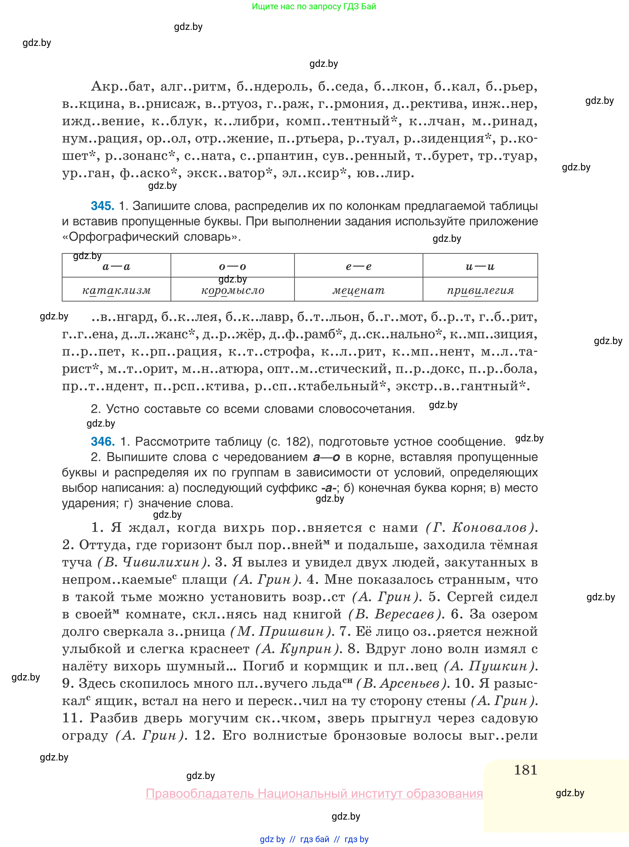 Русский язык, 10 класс Учебник, авторы: Леонович Валентина Леонидовна, Саникович Валентина Александровна, Литвинко Франя Михайловна, Волынец Татьяна Николаевна, Долбик Елена Евгеньевна, Малецкая М И, Мурина Лариса Александровна, Таяновская И В, издательство Национальный институт образования, Минск, 2020, страница 181