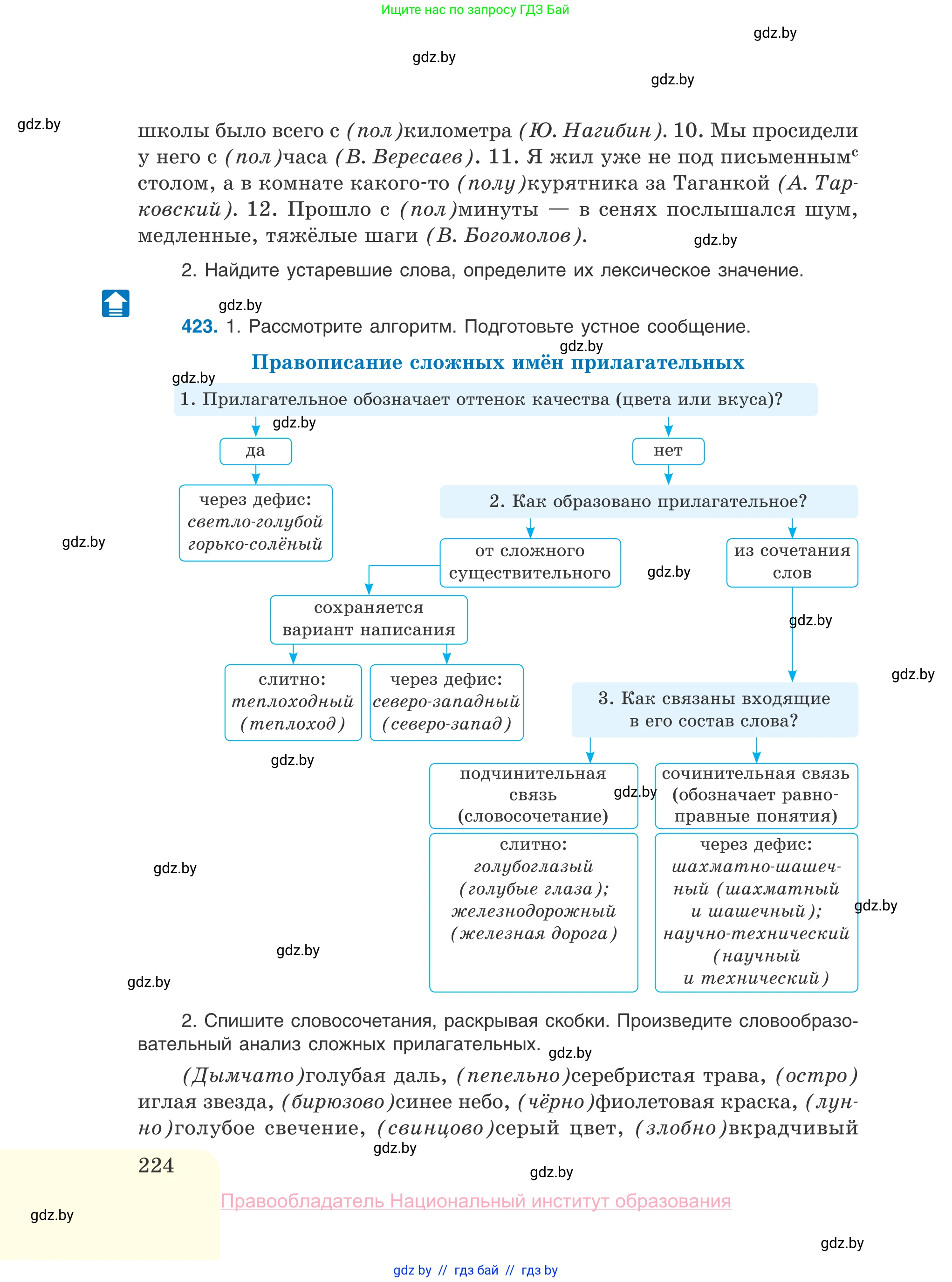 Русский язык, 10 класс Учебник, авторы: Леонович Валентина Леонидовна, Саникович Валентина Александровна, Литвинко Франя Михайловна, Волынец Татьяна Николаевна, Долбик Елена Евгеньевна, Малецкая М И, Мурина Лариса Александровна, Таяновская И В, издательство Национальный институт образования, Минск, 2020, страница 224