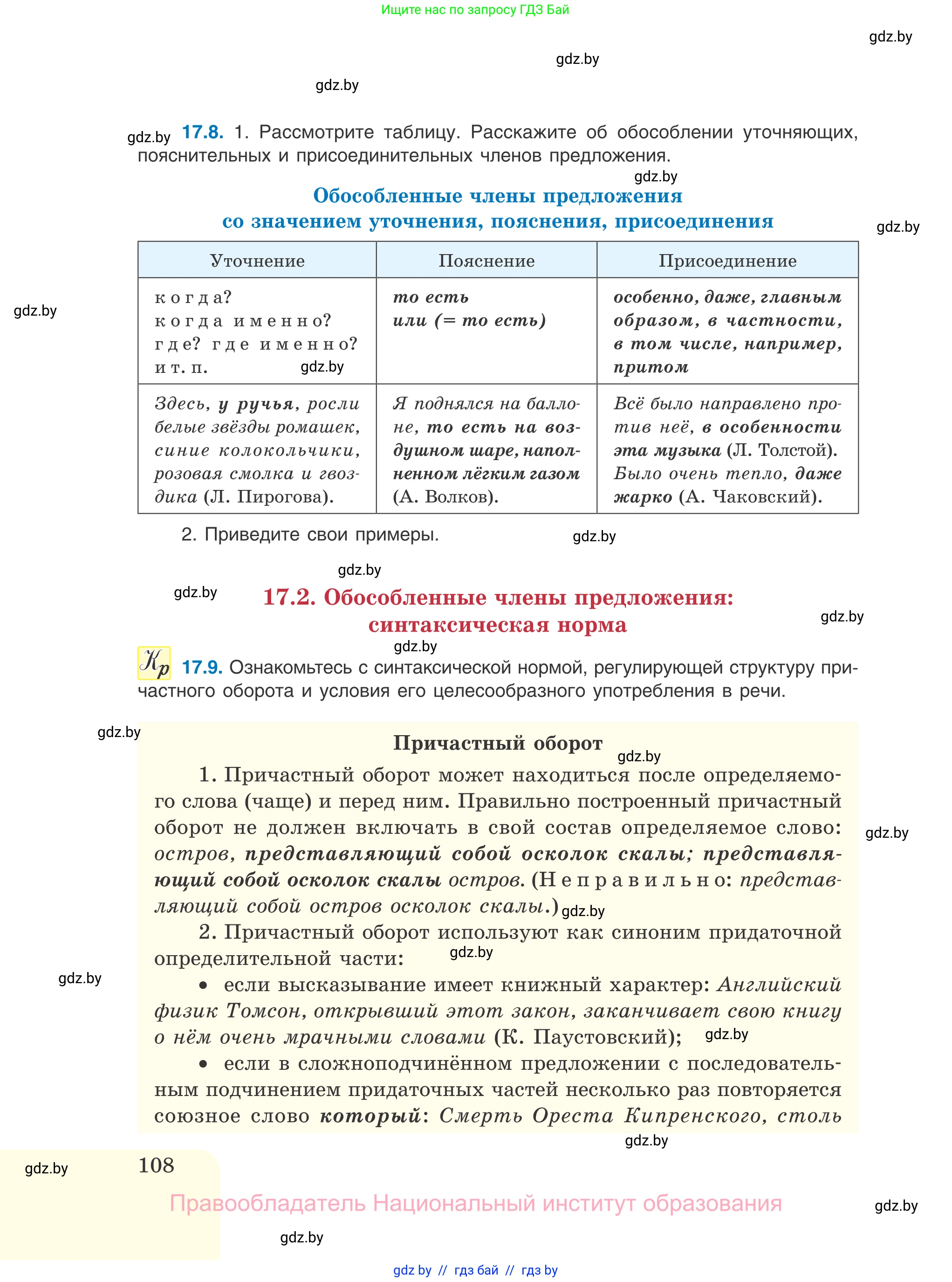 Русский язык, 11 класс Учебник, авторы: Долбик Елена Евгеньевна, Литвинко Франя Михайловна, Мурина Лариса Александровна, Шиманович Т В, Таяновская И В, Орловская О Я, издательство Национальный институт образования, Минск, 2021, страница 108