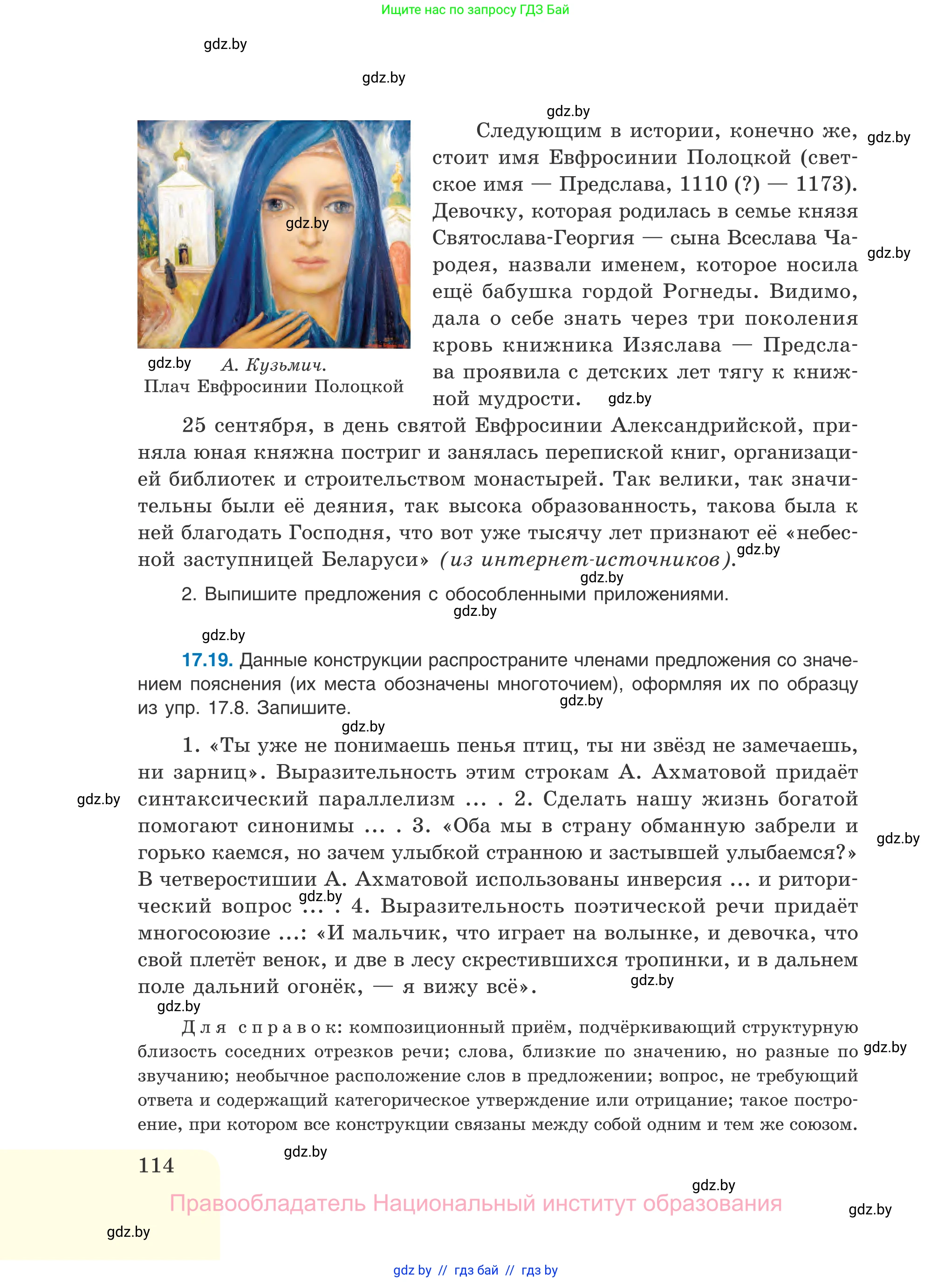 Русский язык, 11 класс Учебник, авторы: Долбик Елена Евгеньевна, Литвинко Франя Михайловна, Мурина Лариса Александровна, Шиманович Т В, Таяновская И В, Орловская О Я, издательство Национальный институт образования, Минск, 2021, страница 114