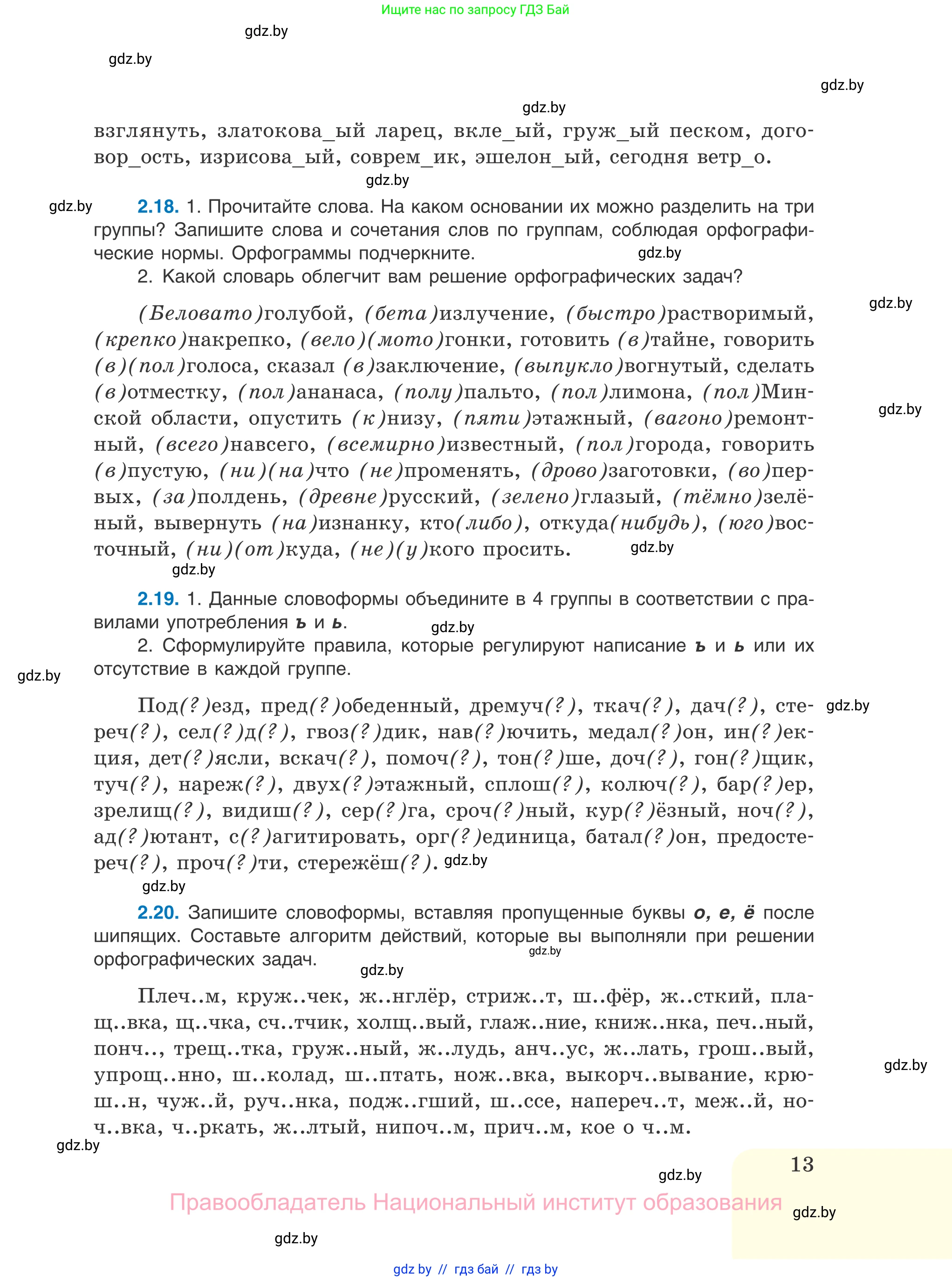 Русский язык, 11 класс Учебник, авторы: Долбик Елена Евгеньевна, Литвинко Франя Михайловна, Мурина Лариса Александровна, Шиманович Т В, Таяновская И В, Орловская О Я, издательство Национальный институт образования, Минск, 2021, страница 13
