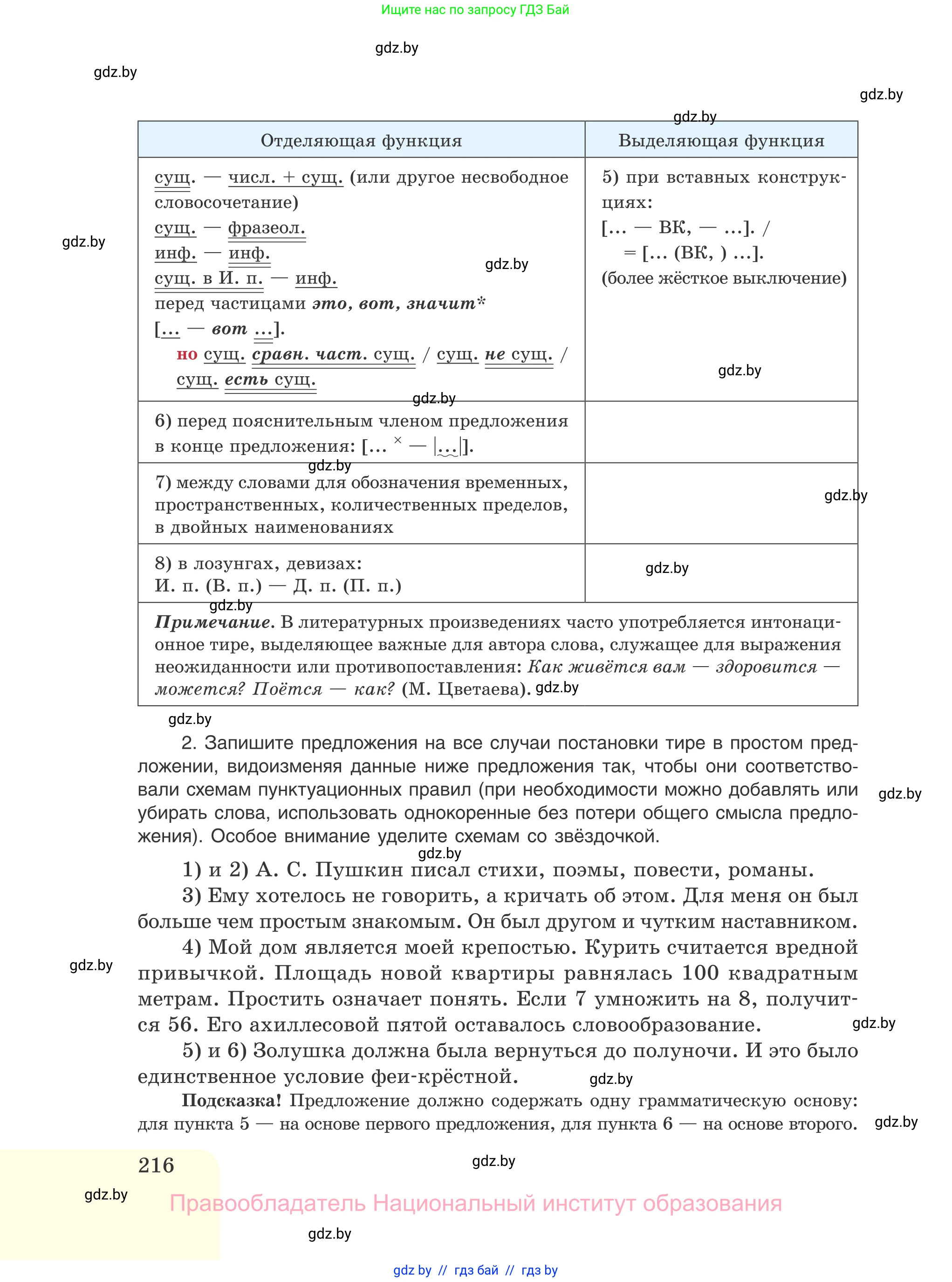 Русский язык, 11 класс Учебник, авторы: Долбик Елена Евгеньевна, Литвинко Франя Михайловна, Мурина Лариса Александровна, Шиманович Т В, Таяновская И В, Орловская О Я, издательство Национальный институт образования, Минск, 2021, страница 216