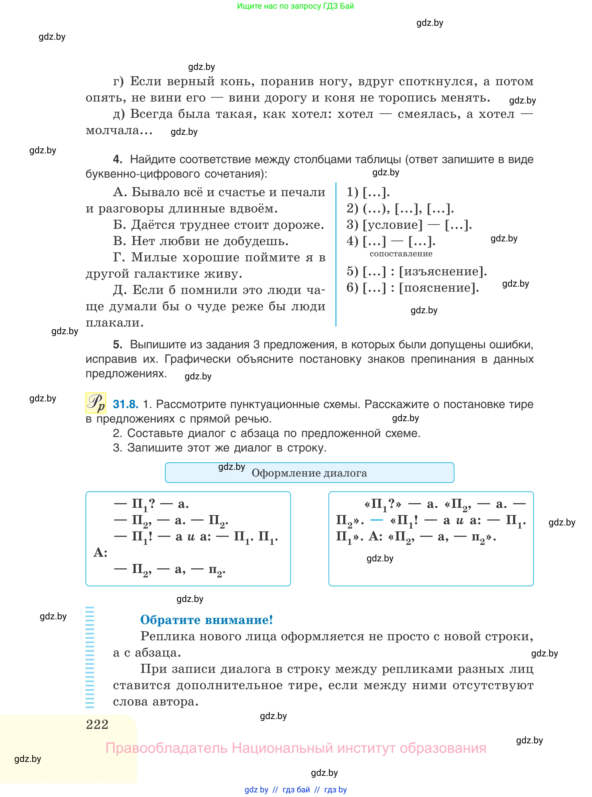 Русский язык, 11 класс Учебник, авторы: Долбик Елена Евгеньевна, Литвинко Франя Михайловна, Мурина Лариса Александровна, Шиманович Т В, Таяновская И В, Орловская О Я, издательство Национальный институт образования, Минск, 2021, страница 222