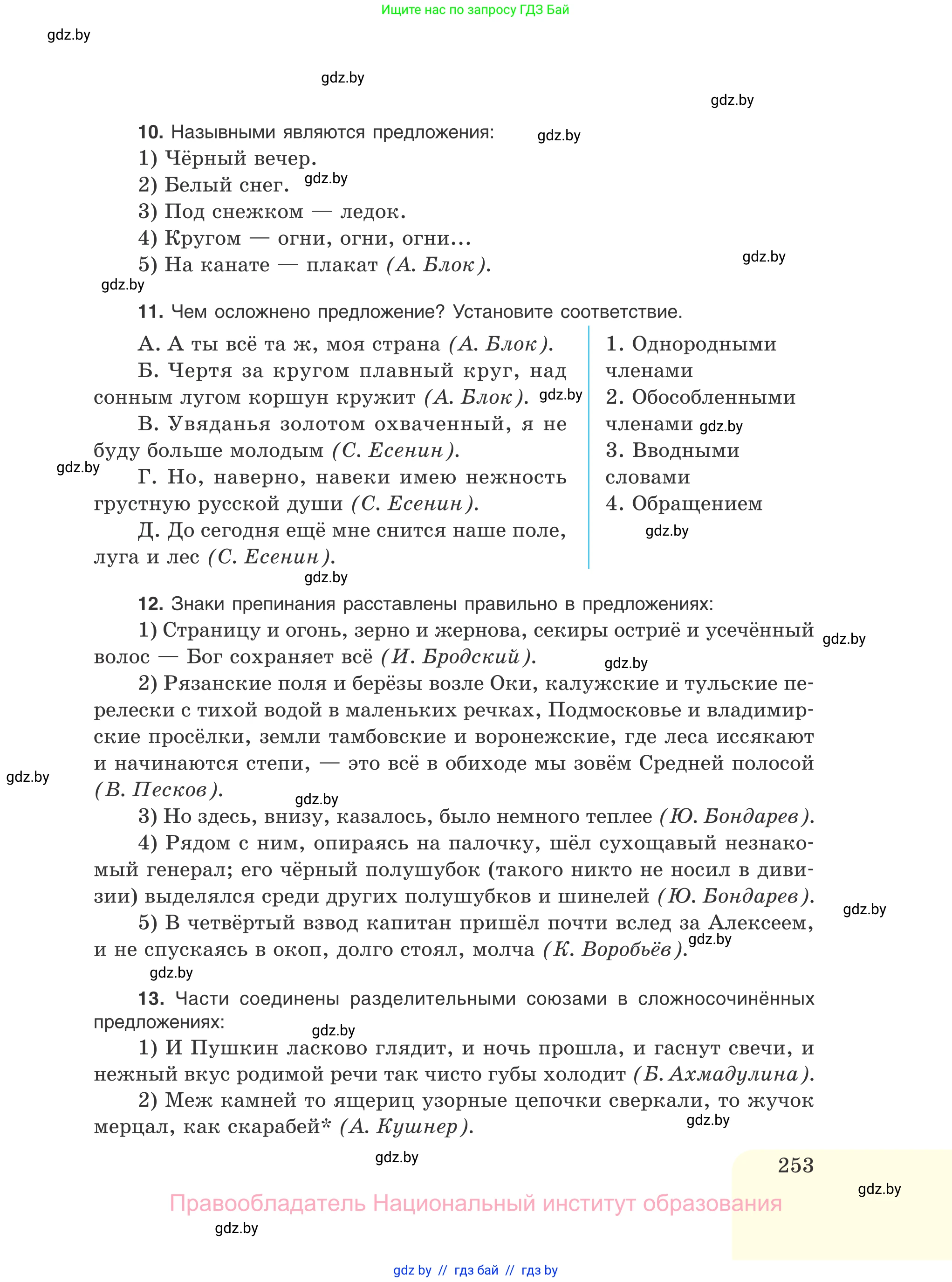 Русский язык, 11 класс Учебник, авторы: Долбик Елена Евгеньевна, Литвинко Франя Михайловна, Мурина Лариса Александровна, Шиманович Т В, Таяновская И В, Орловская О Я, издательство Национальный институт образования, Минск, 2021, страница 253