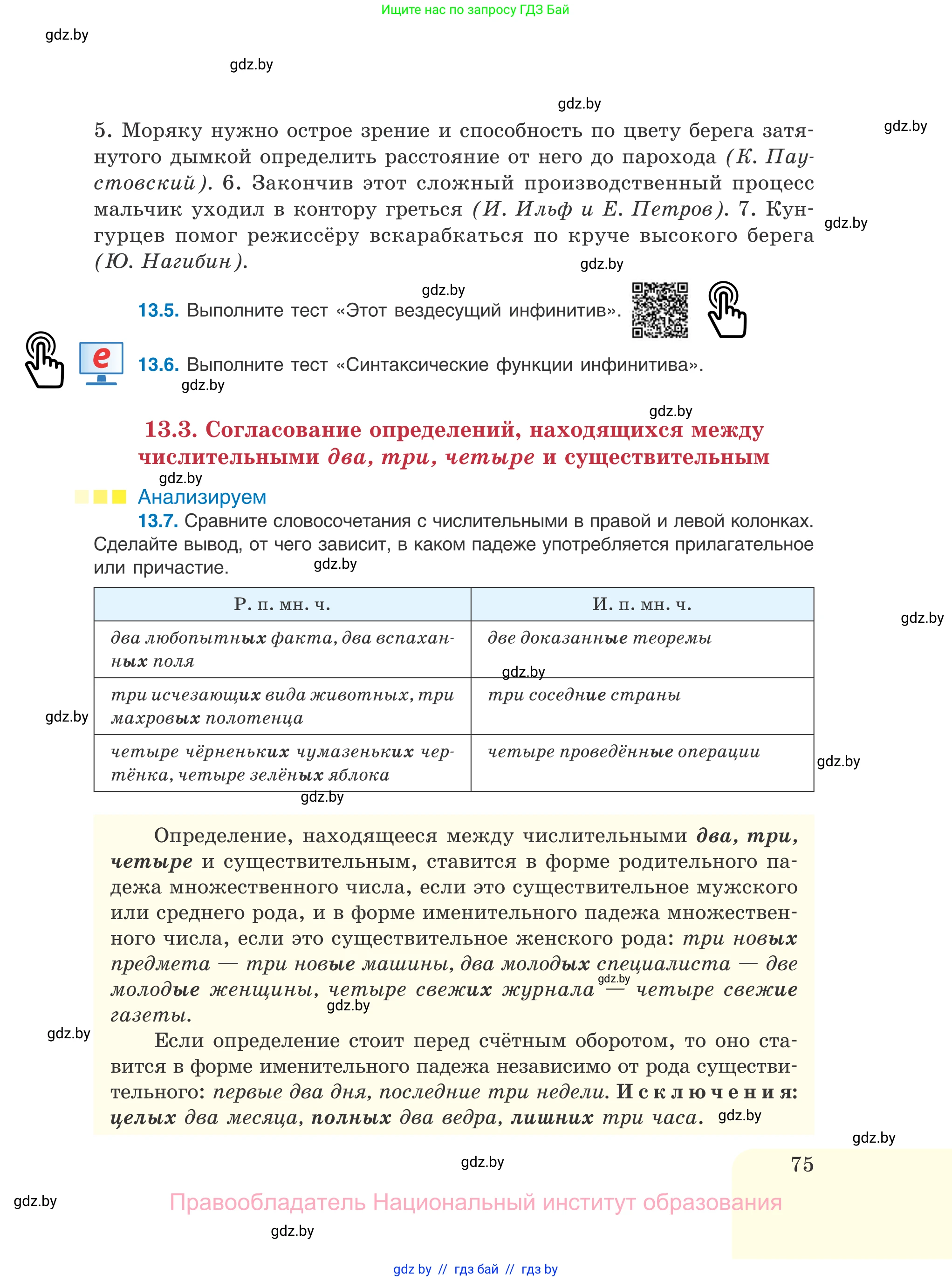 Русский язык, 11 класс Учебник, авторы: Долбик Елена Евгеньевна, Литвинко Франя Михайловна, Мурина Лариса Александровна, Шиманович Т В, Таяновская И В, Орловская О Я, издательство Национальный институт образования, Минск, 2021, страница 75