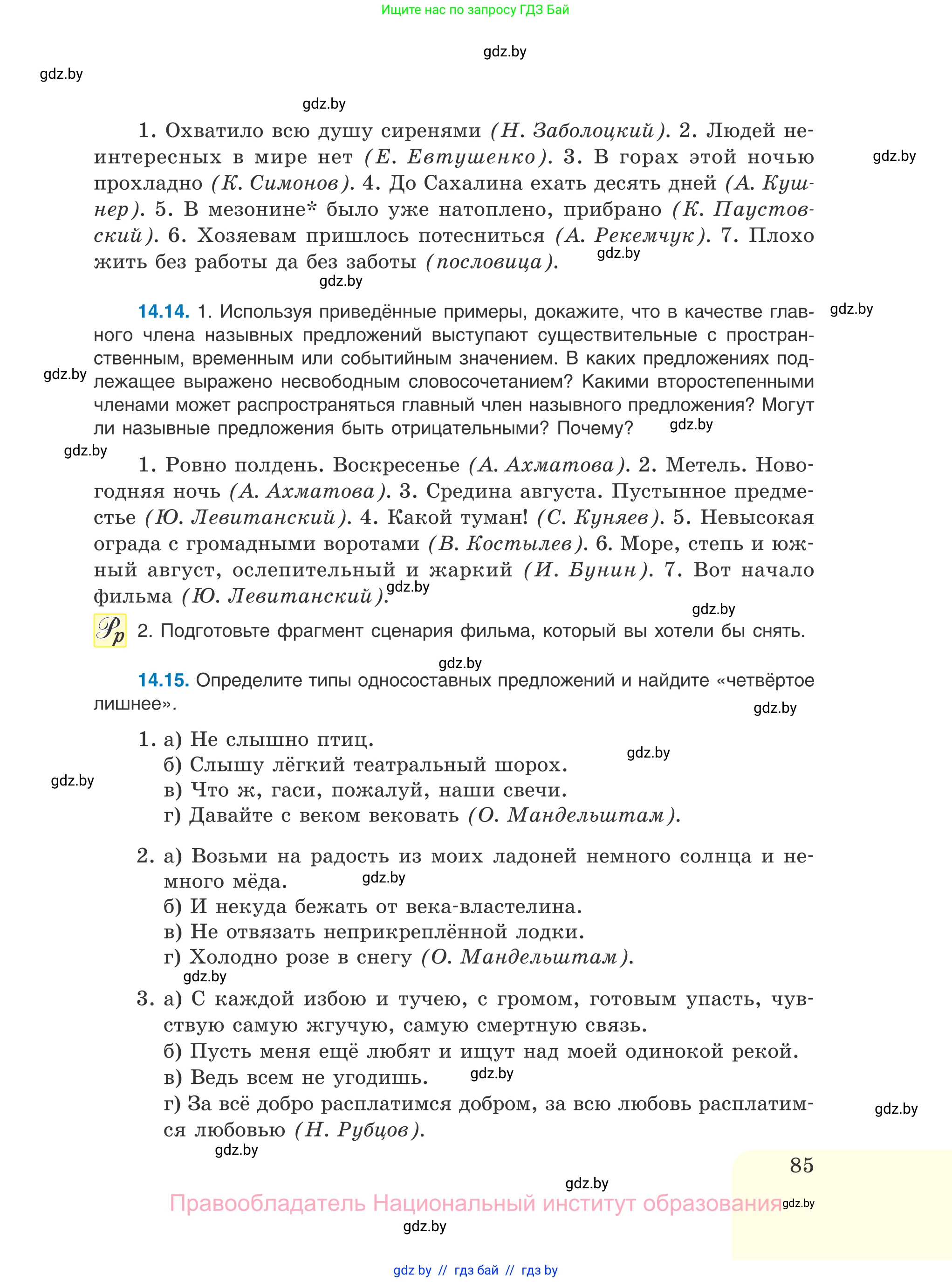 Русский язык, 11 класс Учебник, авторы: Долбик Елена Евгеньевна, Литвинко Франя Михайловна, Мурина Лариса Александровна, Шиманович Т В, Таяновская И В, Орловская О Я, издательство Национальный институт образования, Минск, 2021, страница 85