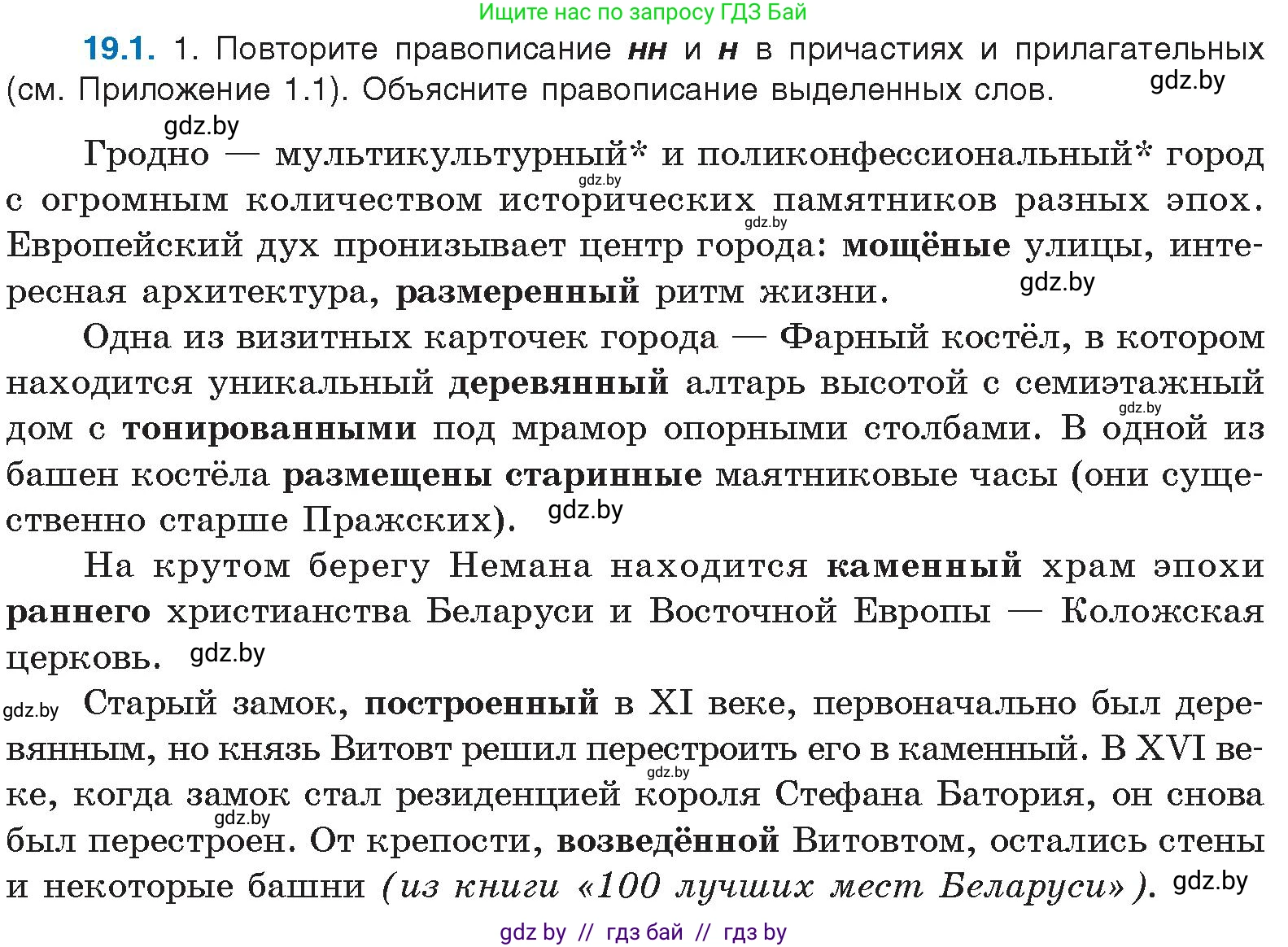 Русский язык, 11 класс Учебник, авторы: Долбик Елена Евгеньевна, Литвинко Франя Михайловна, Мурина Лариса Александровна, Шиманович Т В, Таяновская И В, Орловская О Я, издательство Национальный институт образования, Минск, 2021, страница 126, номер 19.1, Условие