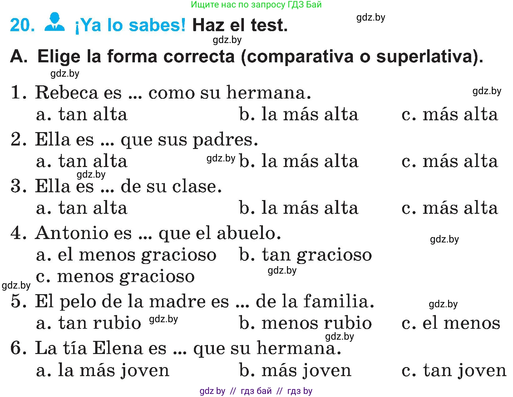 Испанский язык, 4 класс Учебник, авторы: Гриневич Елена Карловна, Бахар Лариса Николаевна, издательство Вышэйшая школа, Минск, 2019, красного цвета, Часть 1, страница 56, номер 20, Условие