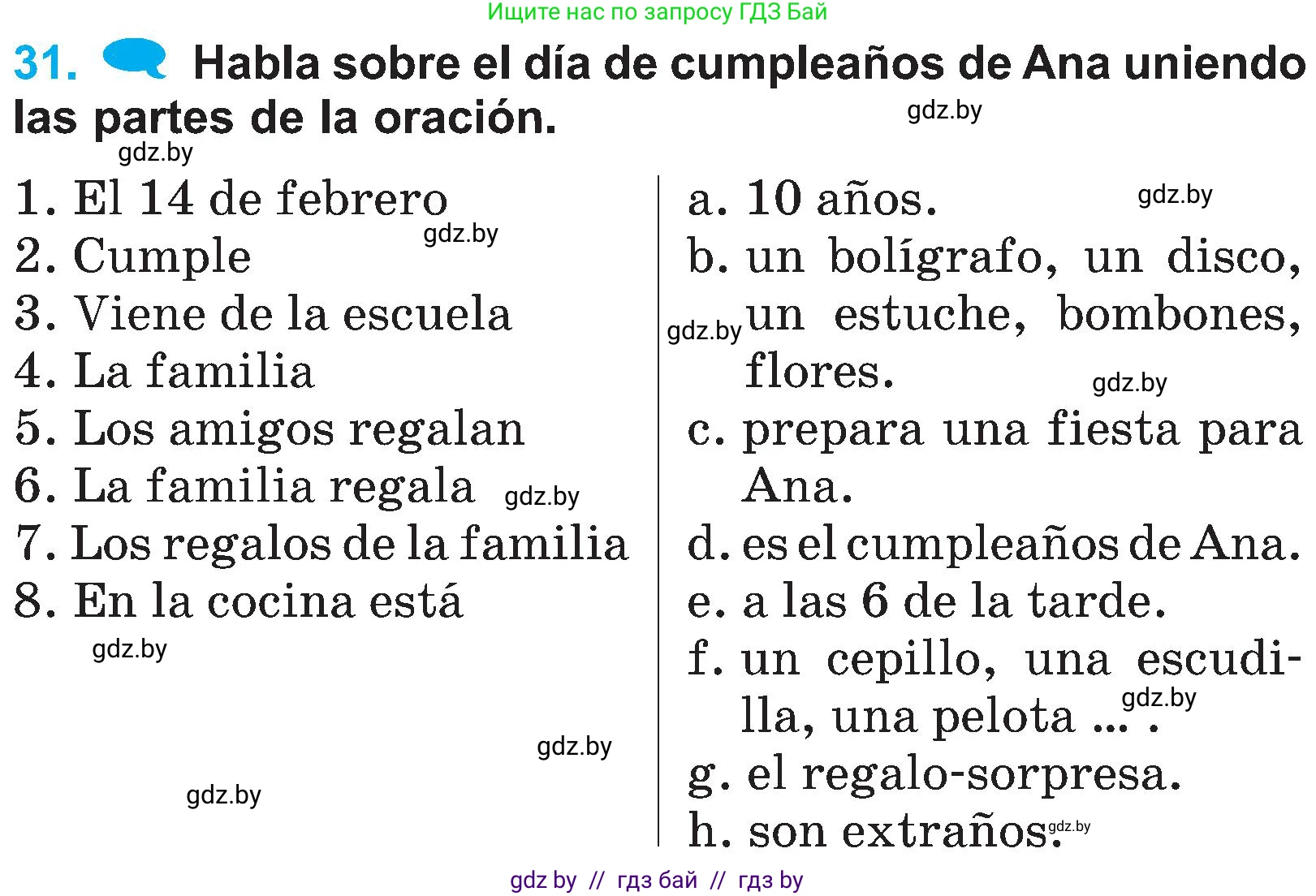 Испанский язык, 4 класс Учебник, авторы: Гриневич Елена Карловна, Бахар Лариса Николаевна, издательство Вышэйшая школа, Минск, 2019, красного цвета, Часть 2, страница 48, номер 31, Условие