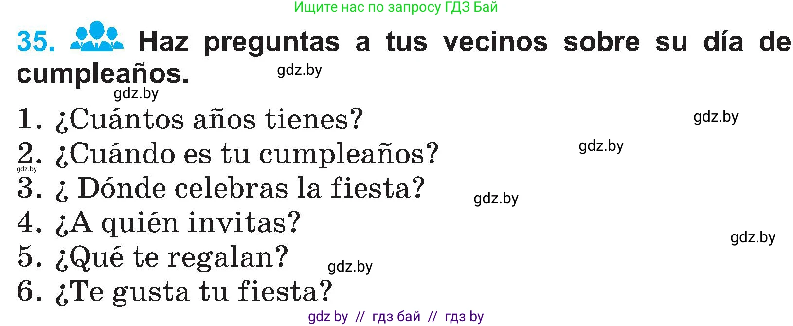 Испанский язык, 4 класс Учебник, авторы: Гриневич Елена Карловна, Бахар Лариса Николаевна, издательство Вышэйшая школа, Минск, 2019, красного цвета, Часть 2, страница 51, номер 35, Условие