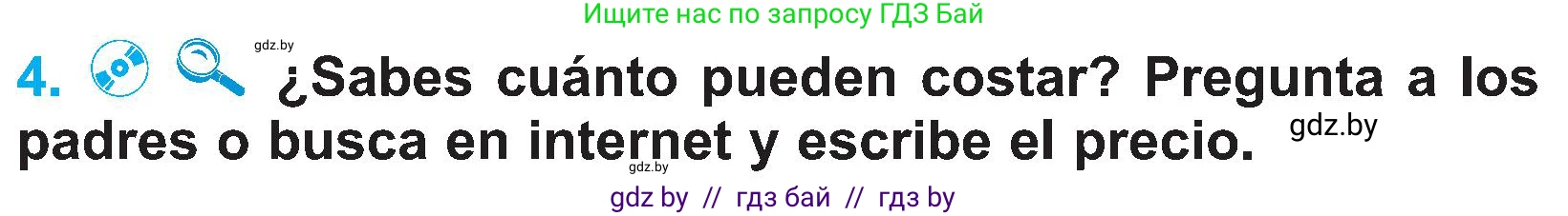 Испанский язык, 4 класс Учебник, авторы: Гриневич Елена Карловна, Бахар Лариса Николаевна, издательство Вышэйшая школа, Минск, 2019, красного цвета, Часть 2, страница 89, номер 4, Условие