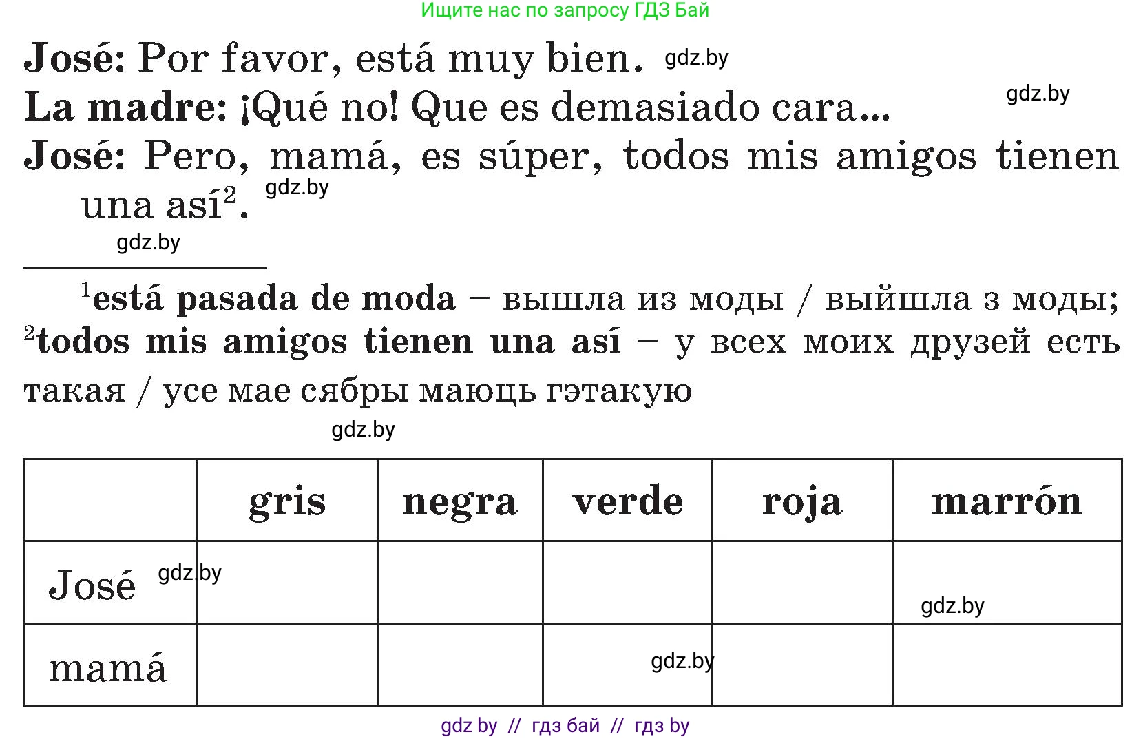 Испанский язык, 4 класс Учебник, авторы: Гриневич Елена Карловна, Бахар Лариса Николаевна, издательство Вышэйшая школа, Минск, 2019, красного цвета, Часть 2, страница 90, номер 6, Условие (продолжение 2)