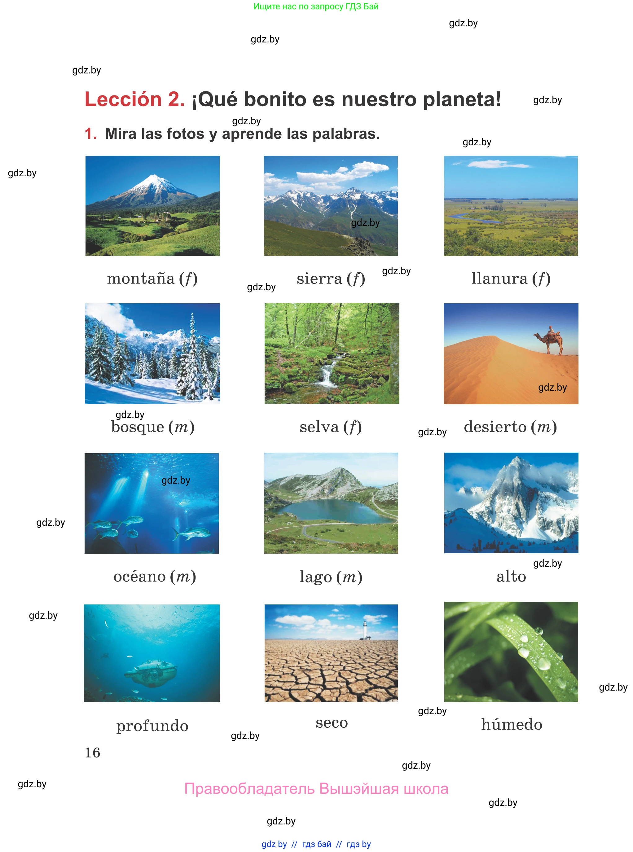 Испанский язык, 5 класс Учебник, авторы: Цыбулева Татьяна Эдуардовна, Пушкина Ольга Александровна, издательство Вышэйшая школа, Минск, 2017, оранжевого цвета, страница 16