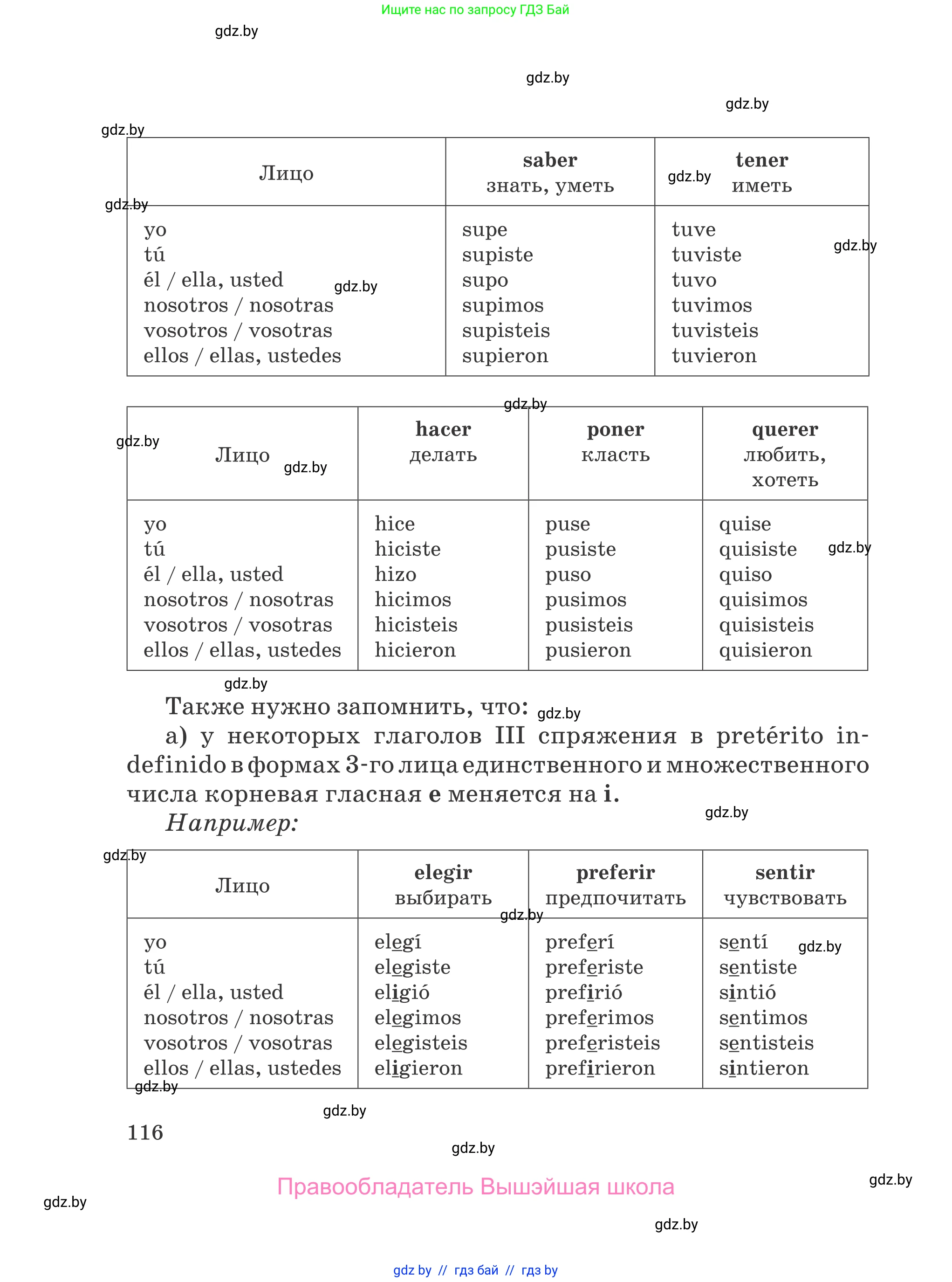 Испанский язык, 5 класс Учебник, авторы: Цыбулева Татьяна Эдуардовна, Пушкина Ольга Александровна, издательство Вышэйшая школа, Минск, 2017, оранжевого цвета, страница 116