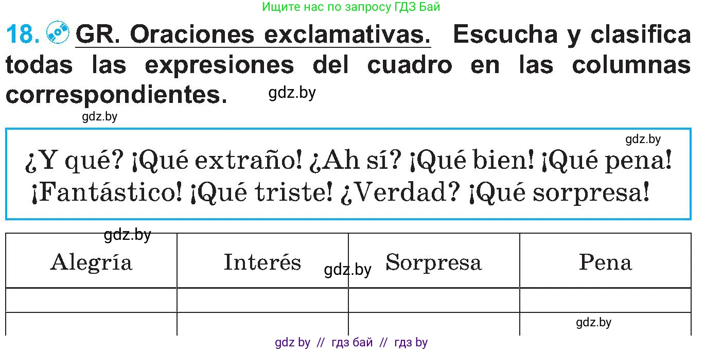 Испанский язык, 5 класс Учебник, автор: Гриневич Елена Карловна, издательство Вышэйшая школа, Минск, 2015, оранжевого цвета, Часть 1, страница 35, номер 18, Условие