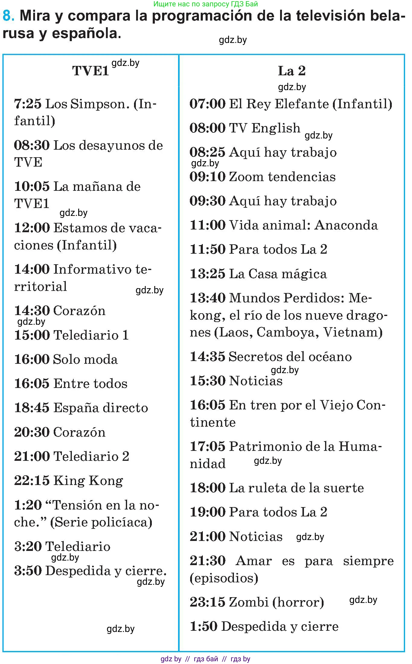 Испанский язык, 5 класс Учебник, автор: Гриневич Елена Карловна, издательство Вышэйшая школа, Минск, 2015, оранжевого цвета, Часть 1, страница 48, номер 8, Условие