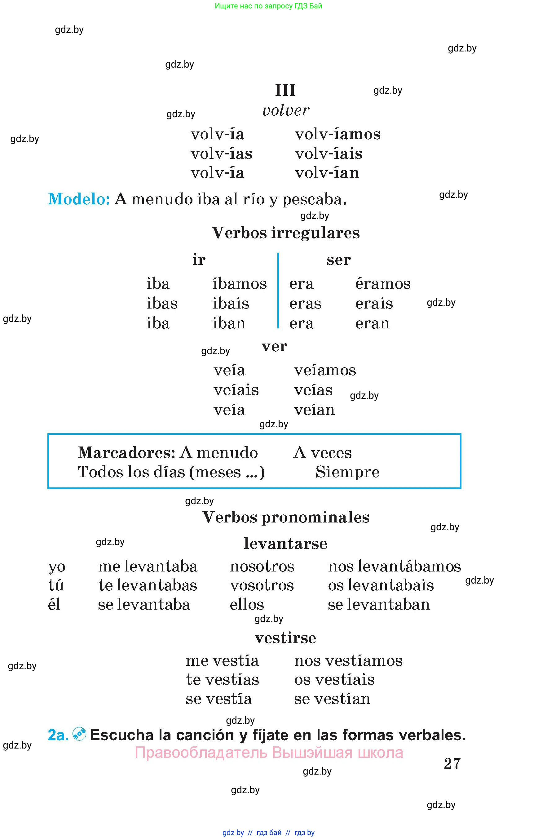 Испанский язык, 5 класс Учебник, автор: Гриневич Елена Карловна, издательство Вышэйшая школа, Минск, 2015, оранжевого цвета, Часть 1, страница 27