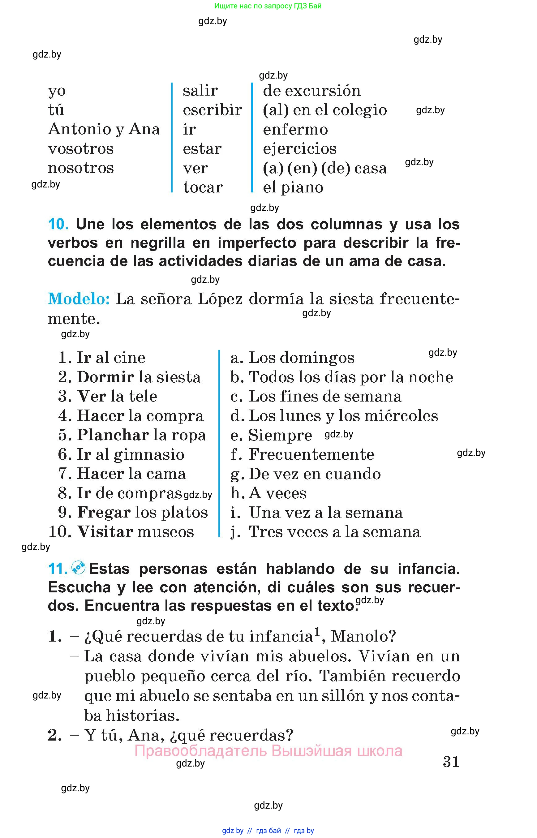 Испанский язык, 5 класс Учебник, автор: Гриневич Елена Карловна, издательство Вышэйшая школа, Минск, 2015, оранжевого цвета, Часть 1, страница 31