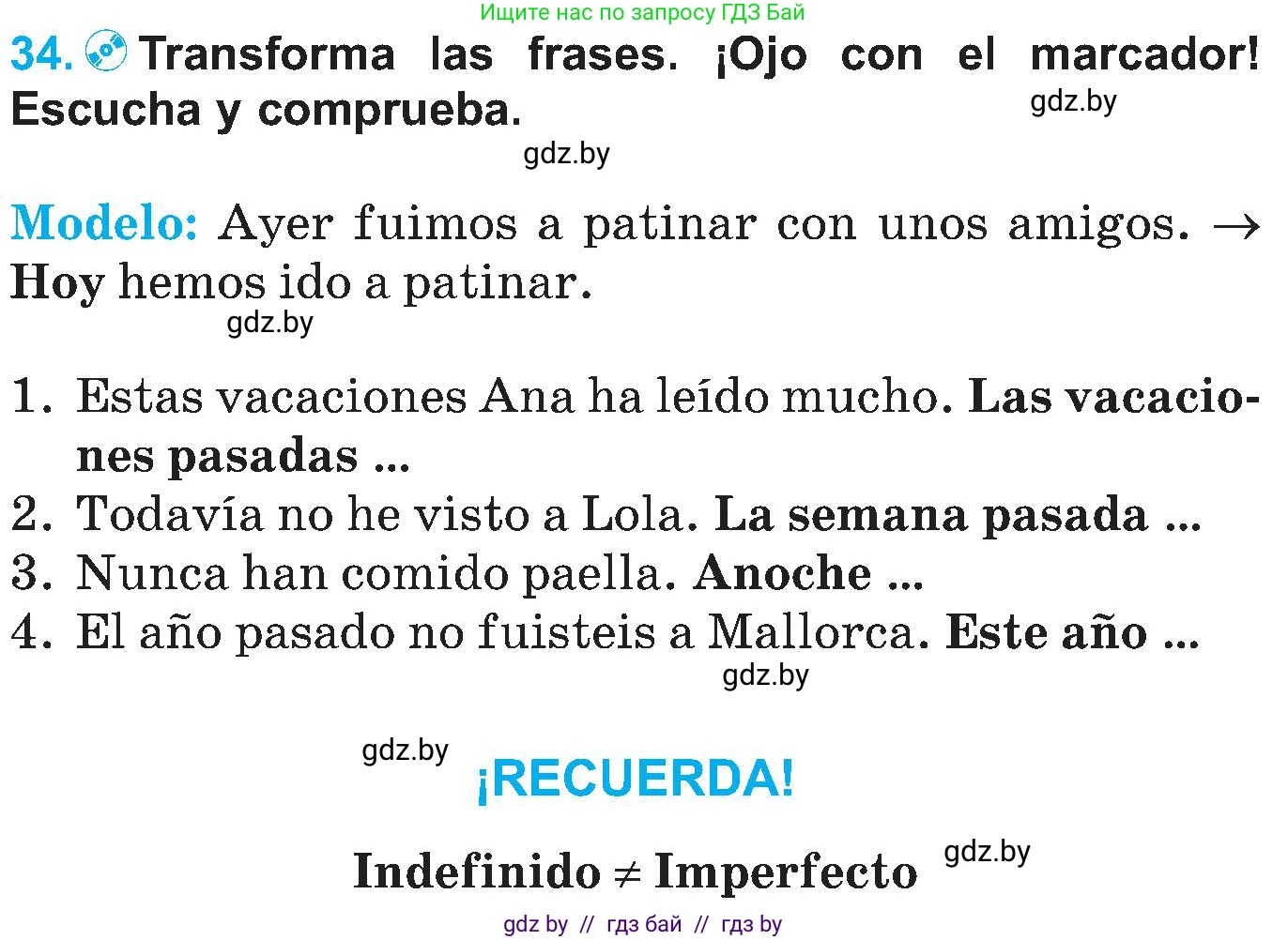 Испанский язык, 5 класс Учебник, автор: Гриневич Елена Карловна, издательство Вышэйшая школа, Минск, 2015, оранжевого цвета, Часть 1, страница 79, номер 34, Условие