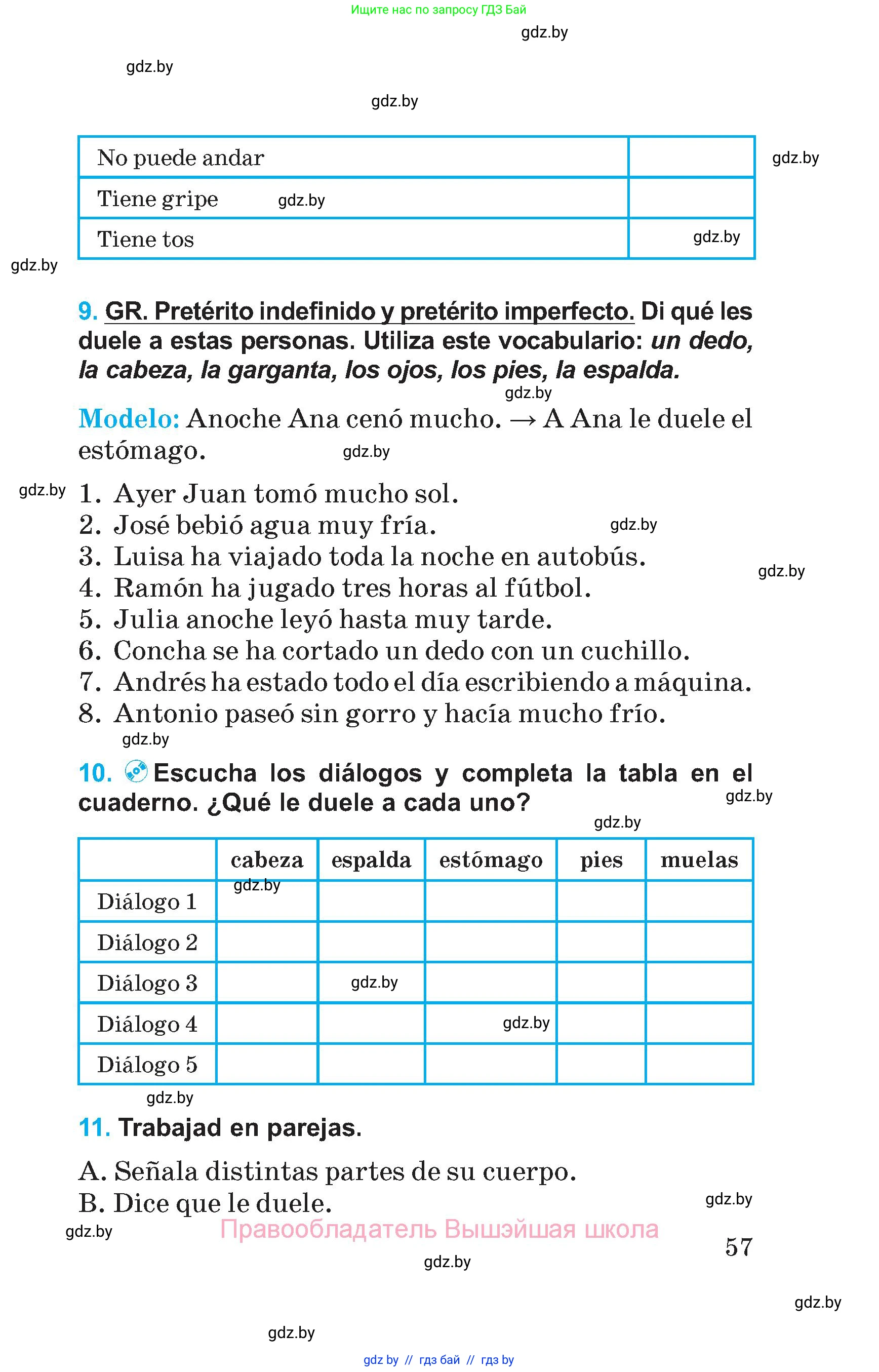 Испанский язык, 5 класс Учебник, автор: Гриневич Елена Карловна, издательство Вышэйшая школа, Минск, 2015, оранжевого цвета, Часть 1, страница 57