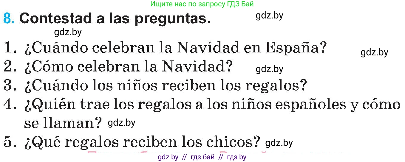 Испанский язык, 5 класс Учебник, автор: Гриневич Елена Карловна, издательство Вышэйшая школа, Минск, 2015, оранжевого цвета, Часть 2, страница 7, номер 8, Условие