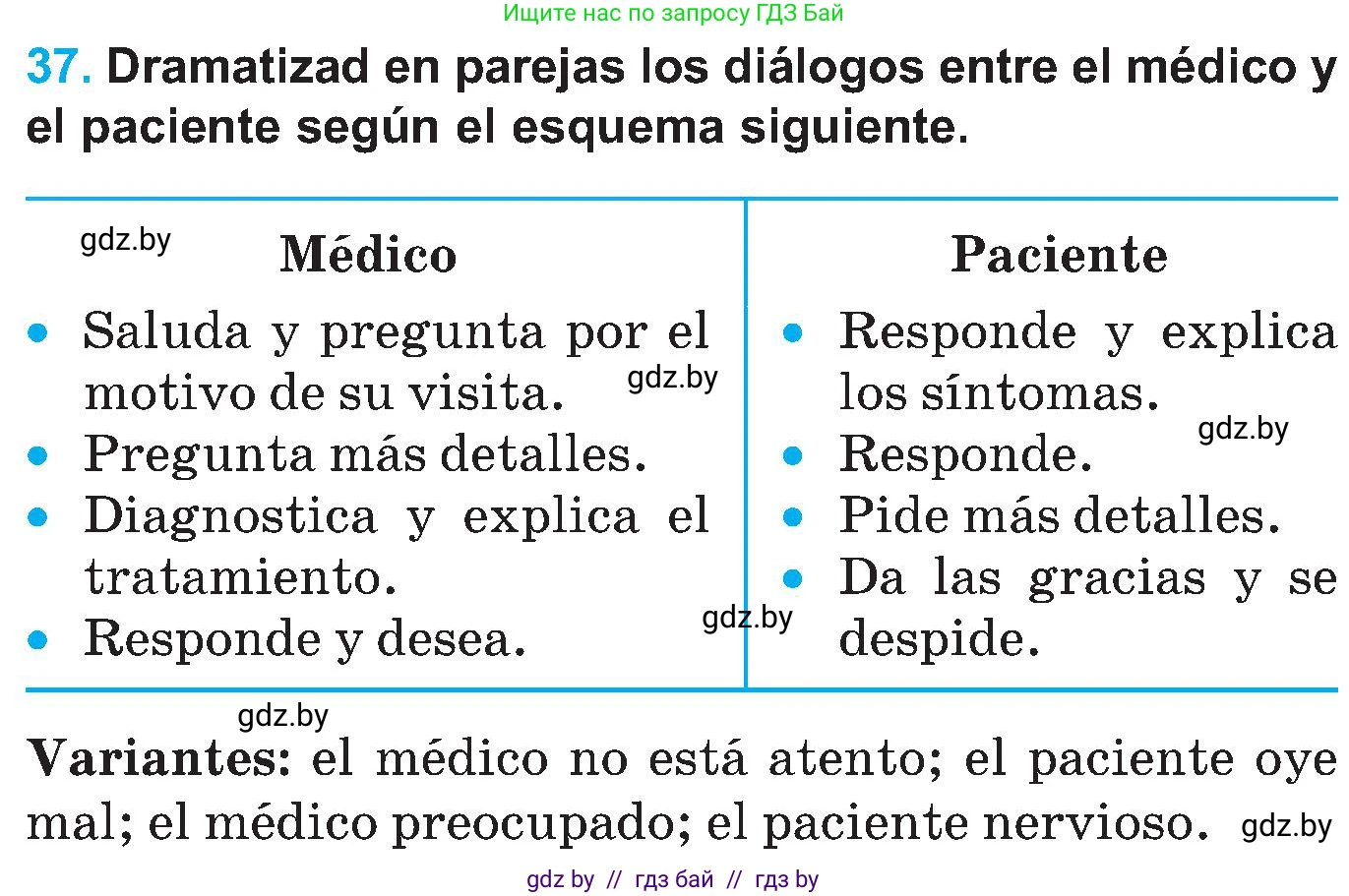 Испанский язык, 5 класс Учебник, автор: Гриневич Елена Карловна, издательство Вышэйшая школа, Минск, 2015, оранжевого цвета, Часть 2, страница 71, номер 37, Условие