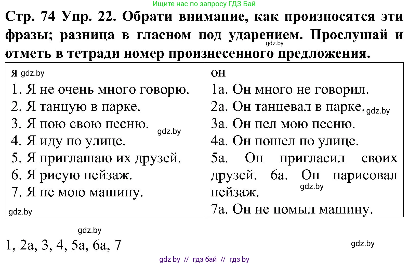Испанский язык, 5 класс Учебник, автор: Гриневич Елена Карловна, издательство Вышэйшая школа, Минск, 2015, оранжевого цвета, Часть 1, страница 74, номер 22, Решение