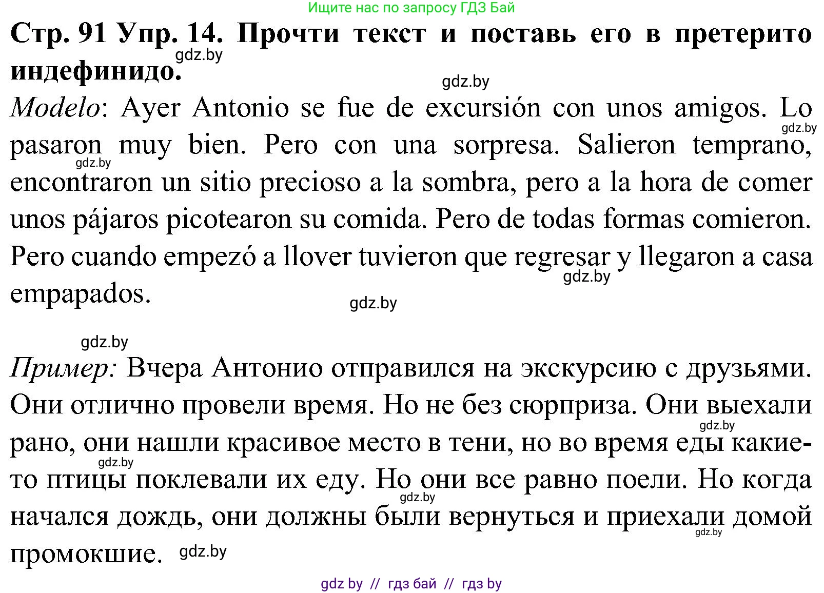 Испанский язык, 5 класс Учебник, автор: Гриневич Елена Карловна, издательство Вышэйшая школа, Минск, 2015, оранжевого цвета, Часть 1, страница 91, номер 14, Решение
