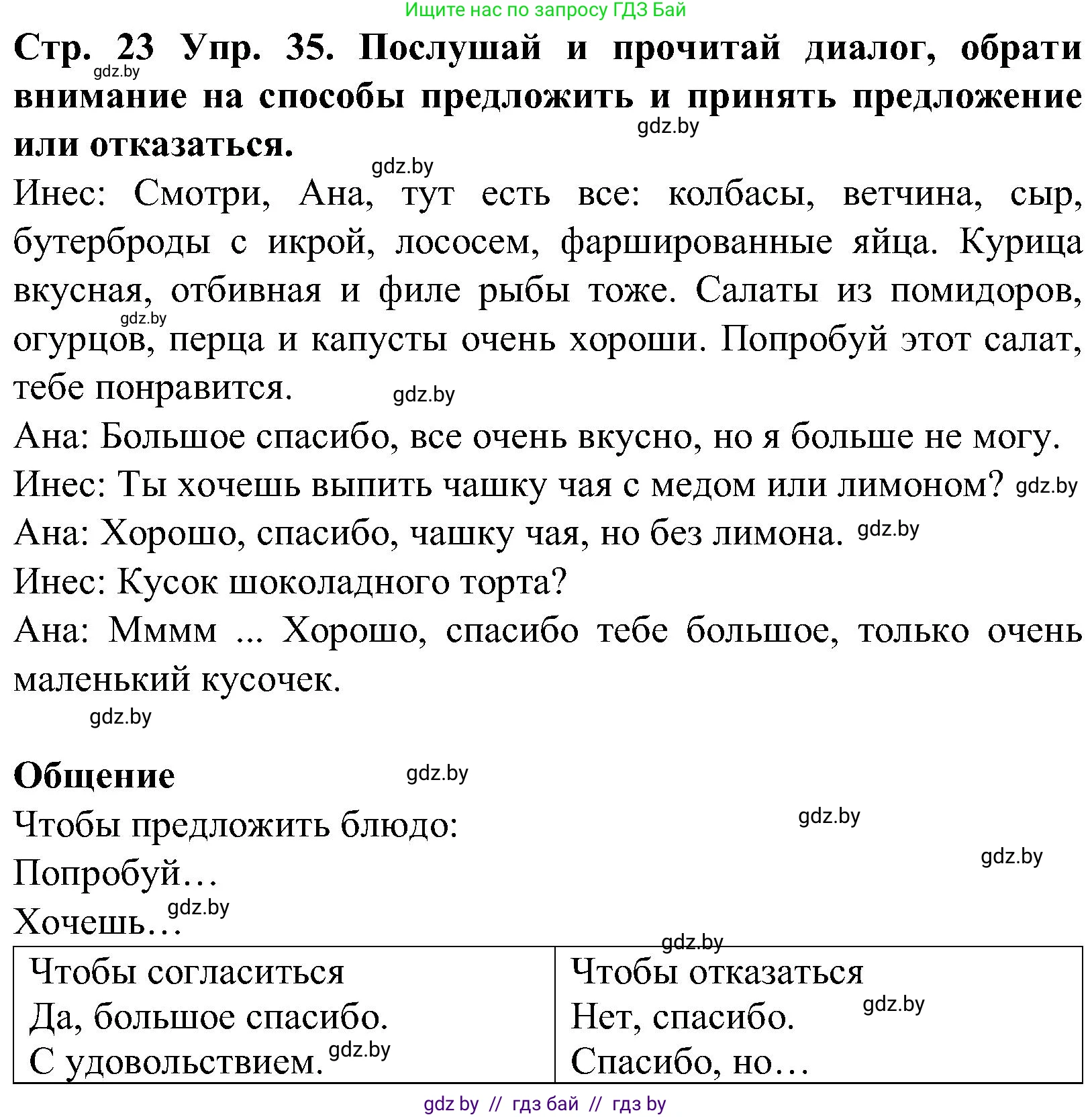 Испанский язык, 5 класс Учебник, автор: Гриневич Елена Карловна, издательство Вышэйшая школа, Минск, 2015, оранжевого цвета, Часть 2, страница 23, номер 35, Решение