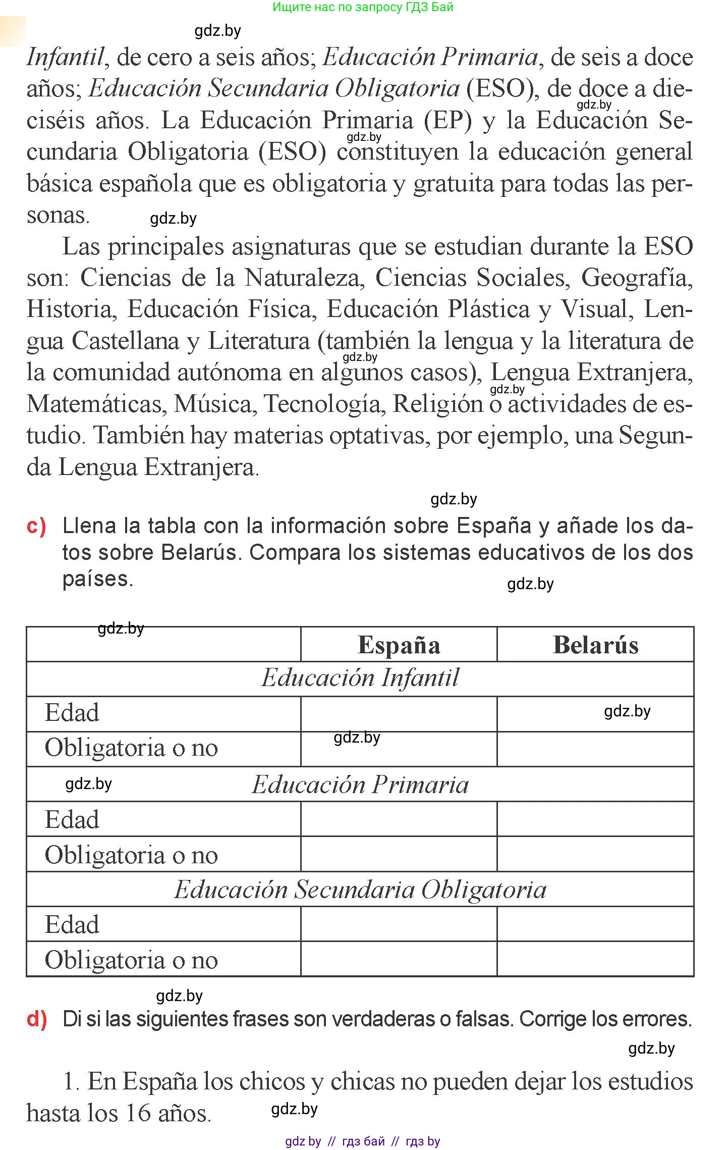 Испанский язык, 6 класс Учебник, авторы: Цыбулева Татьяна Эдуардовна, Пушкина Ольга Александровна, издательство Издательский центр БГУ, Минск, 2018, Часть 1, страница 9, номер 12, Условие (продолжение 2)