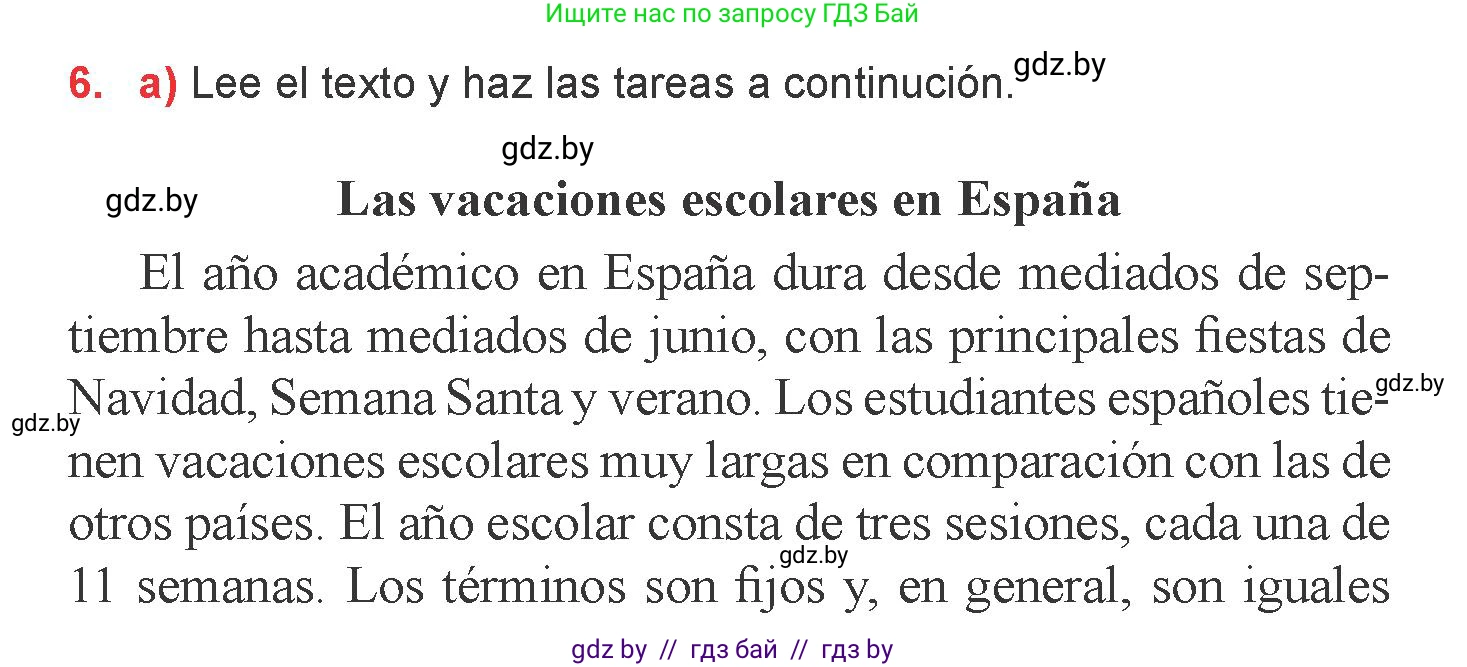 Испанский язык, 6 класс Учебник, авторы: Цыбулева Татьяна Эдуардовна, Пушкина Ольга Александровна, издательство Издательский центр БГУ, Минск, 2018, Часть 1, страница 6, номер 6, Условие