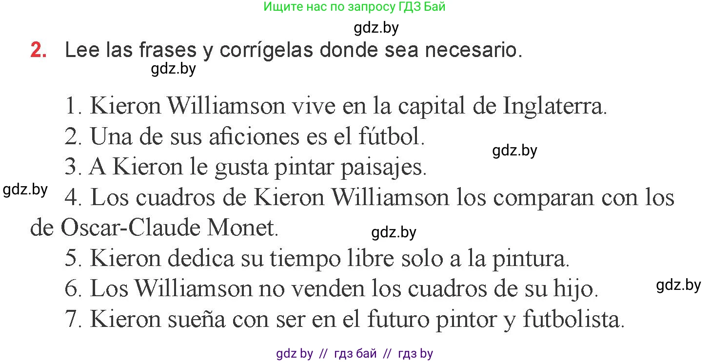 Испанский язык, 6 класс Учебник, авторы: Цыбулева Татьяна Эдуардовна, Пушкина Ольга Александровна, издательство Издательский центр БГУ, Минск, 2018, Часть 1, страница 73, номер 2, Условие