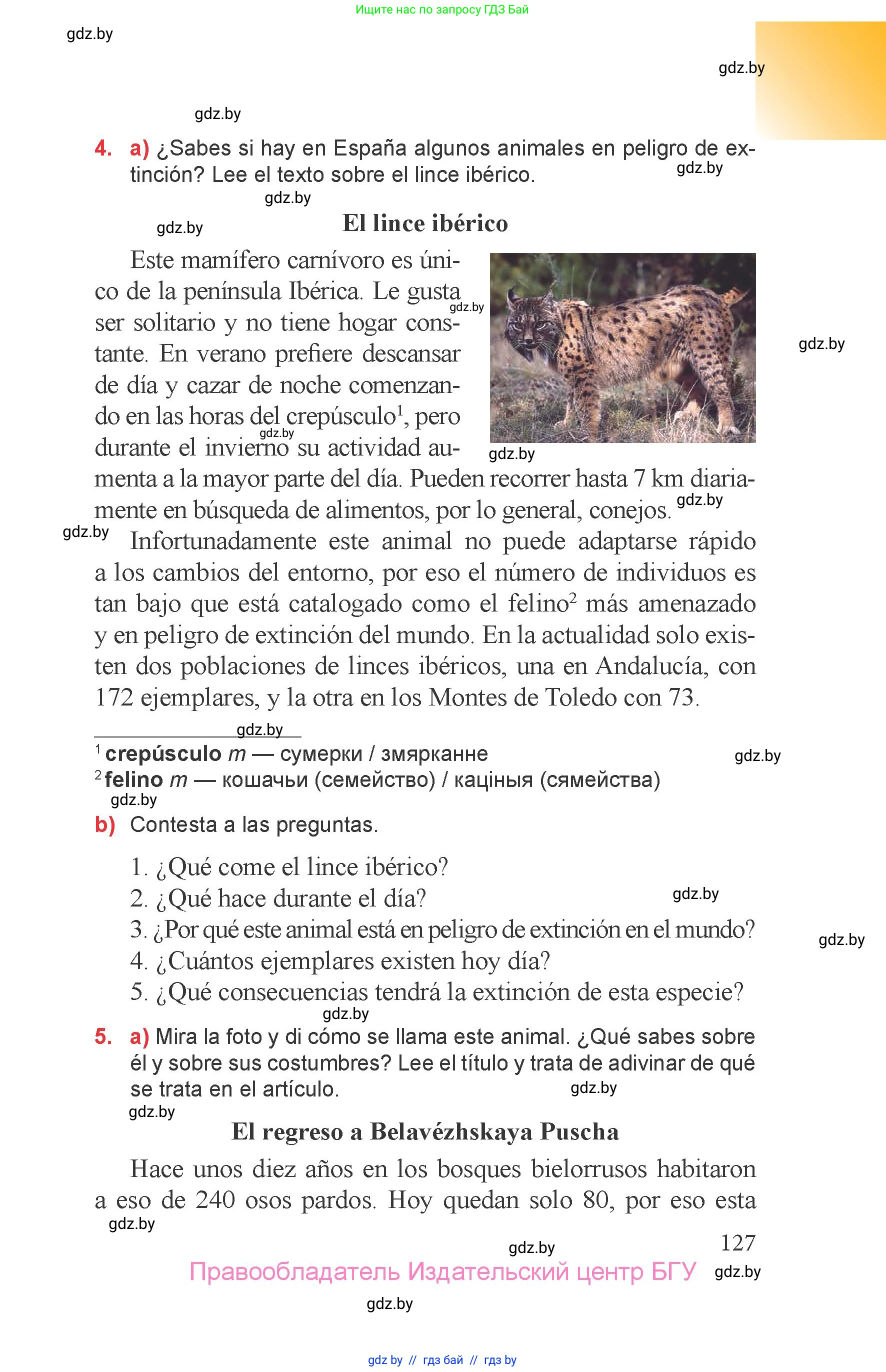 Испанский язык, 6 класс Учебник, авторы: Цыбулева Татьяна Эдуардовна, Пушкина Ольга Александровна, издательство Издательский центр БГУ, Минск, 2018, Часть 2, страница 127