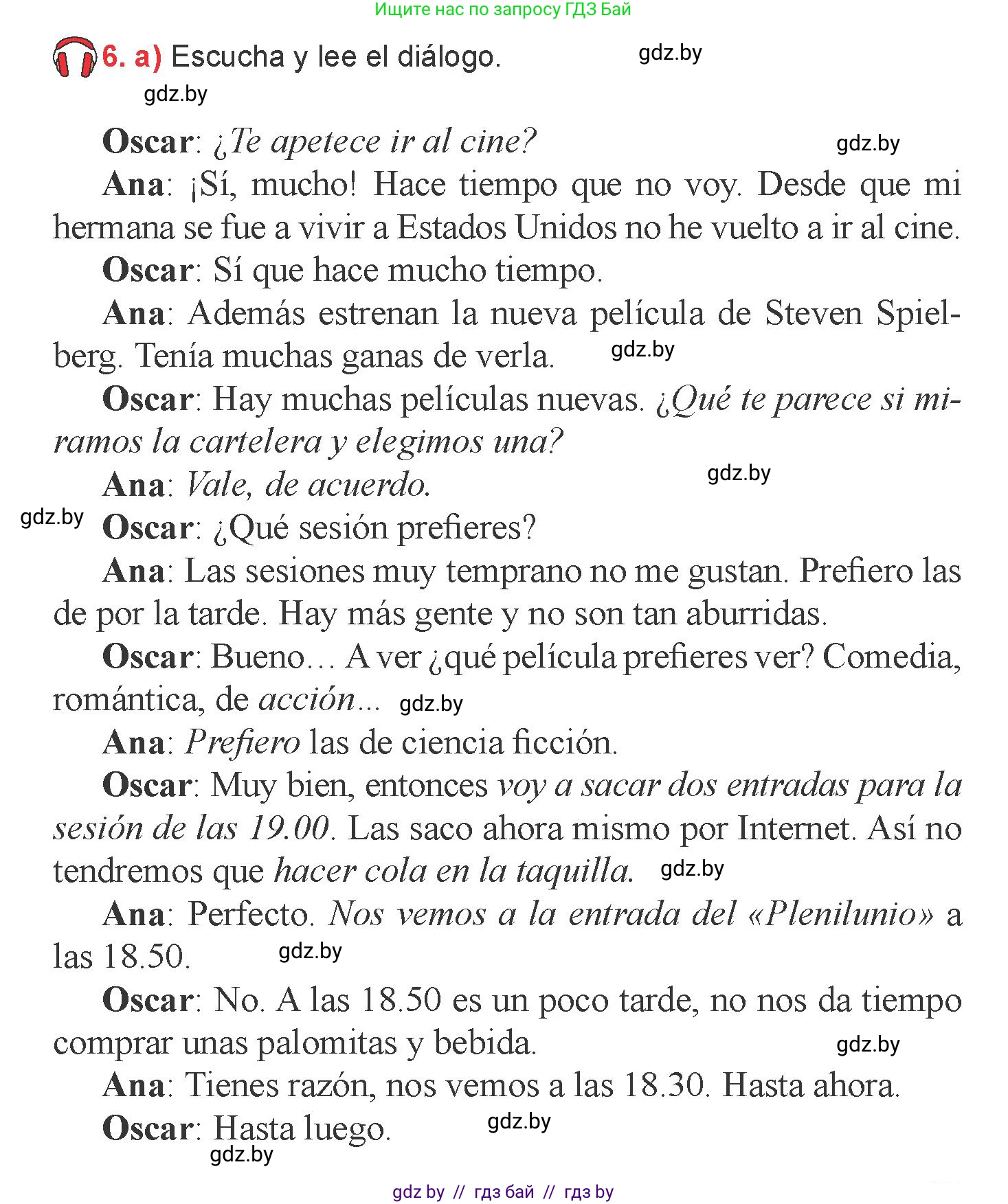 Испанский язык, 6 класс Учебник, авторы: Цыбулева Татьяна Эдуардовна, Пушкина Ольга Александровна, издательство Издательский центр БГУ, Минск, 2018, Часть 1, страница 87, номер 6, Условие