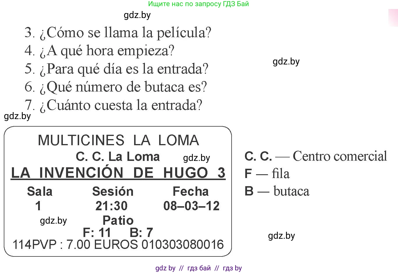 Испанский язык, 6 класс Учебник, авторы: Цыбулева Татьяна Эдуардовна, Пушкина Ольга Александровна, издательство Издательский центр БГУ, Минск, 2018, Часть 1, страница 88, номер 7, Условие (продолжение 2)