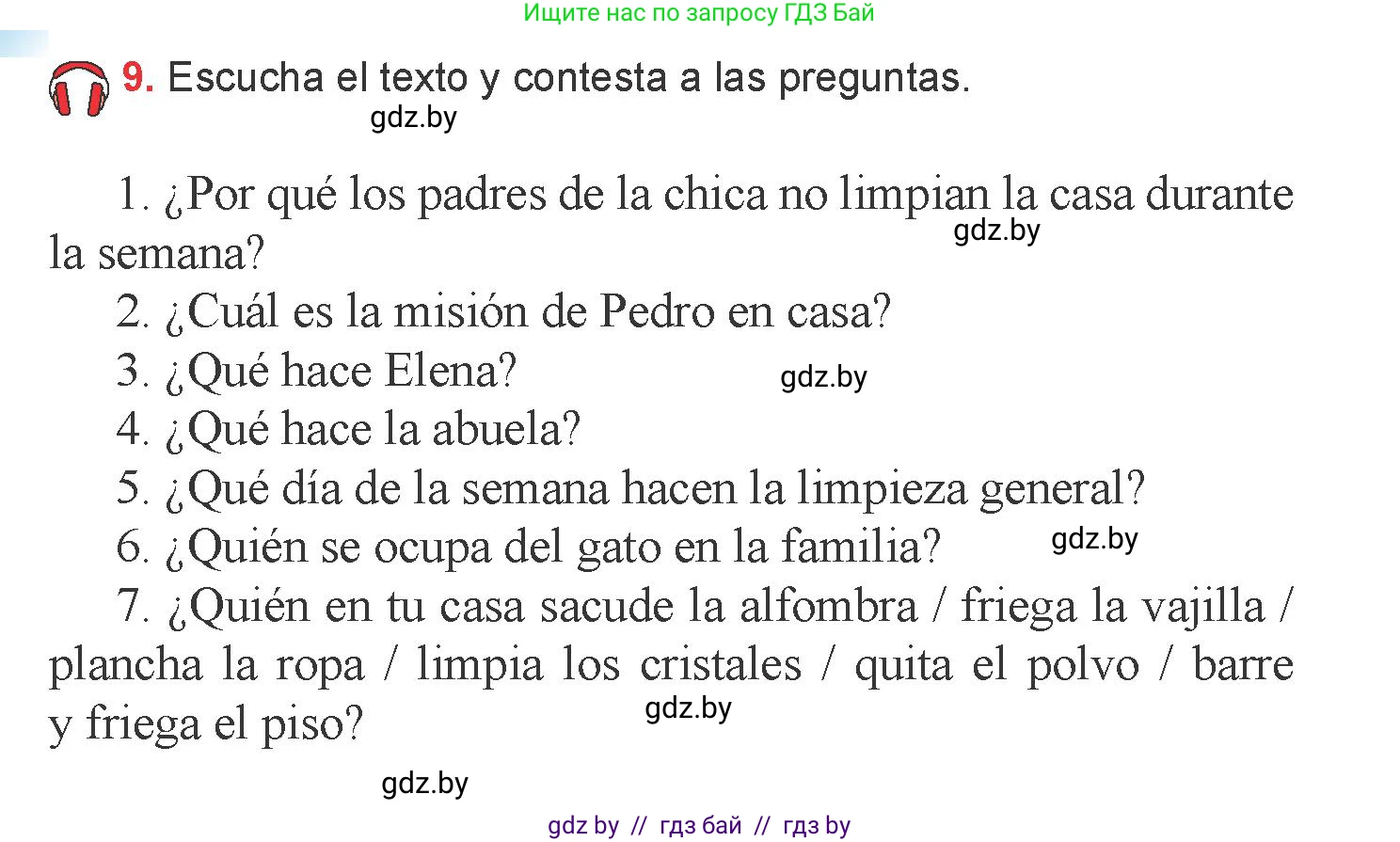 Испанский язык, 6 класс Учебник, авторы: Цыбулева Татьяна Эдуардовна, Пушкина Ольга Александровна, издательство Издательский центр БГУ, Минск, 2018, Часть 2, страница 68, номер 9, Условие