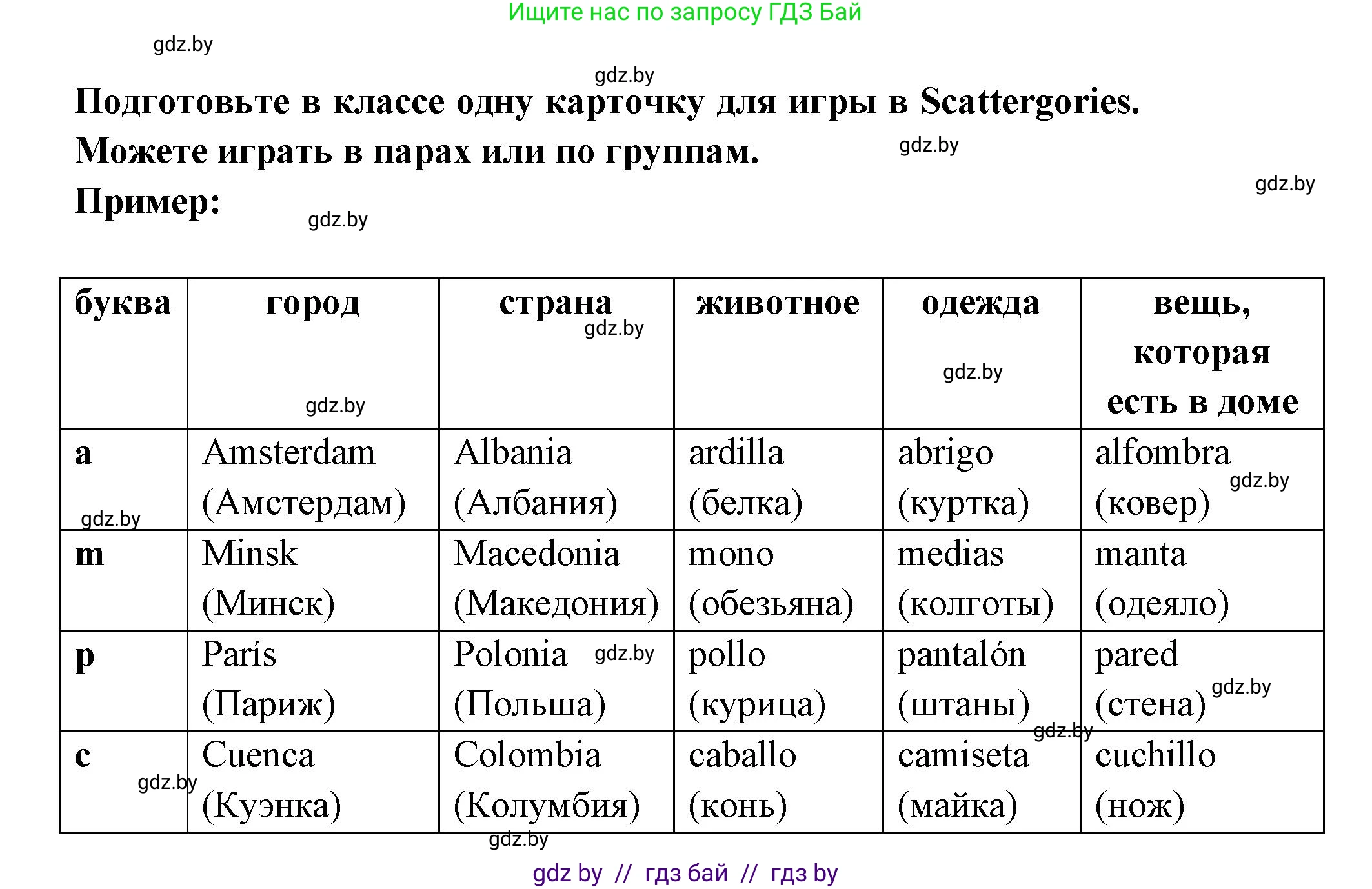 Испанский язык, 6 класс Учебник, авторы: Цыбулева Татьяна Эдуардовна, Пушкина Ольга Александровна, издательство Издательский центр БГУ, Минск, 2018, Часть 1, страница 66, номер 7, Решение (продолжение 2)