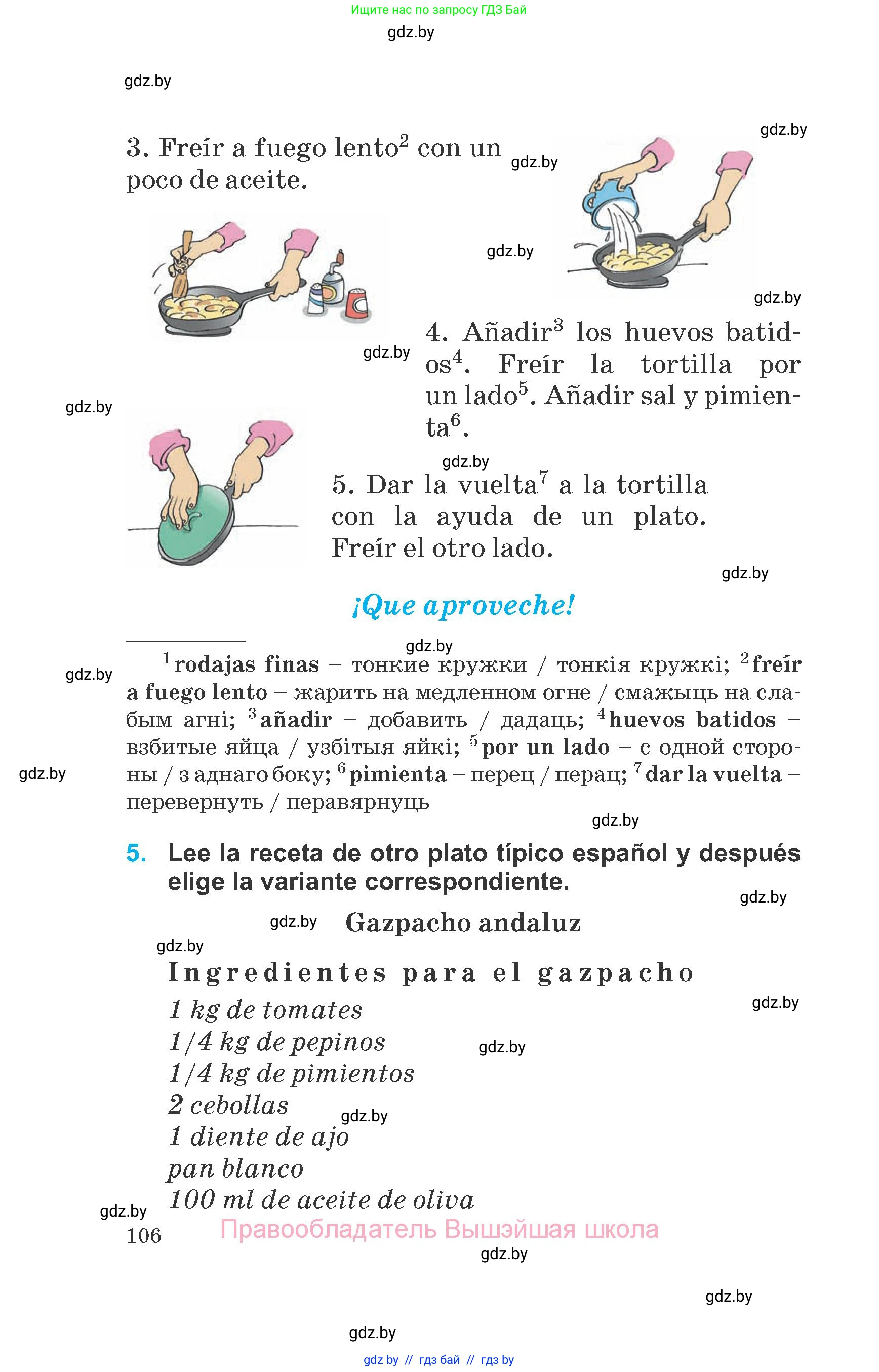 Испанский язык, 6 класс Учебник, автор: Гриневич Елена Карловна, издательство Вышэйшая школа, Минск, 2016, зелёного цвета, страница 106