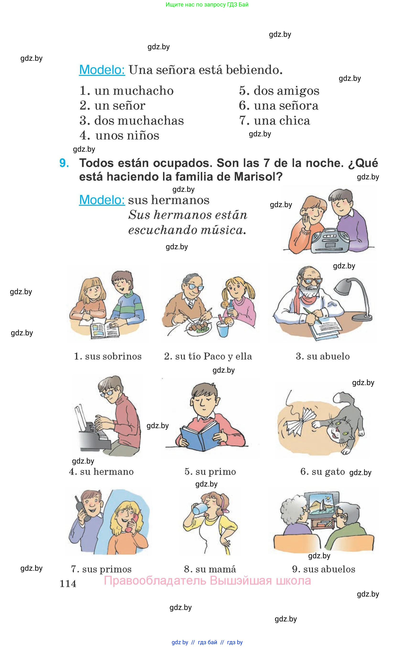 Испанский язык, 6 класс Учебник, автор: Гриневич Елена Карловна, издательство Вышэйшая школа, Минск, 2016, зелёного цвета, страница 114