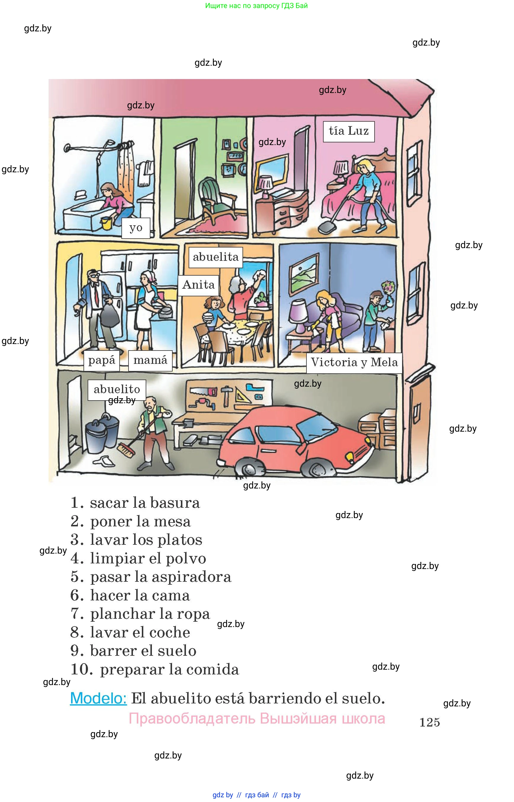 Испанский язык, 6 класс Учебник, автор: Гриневич Елена Карловна, издательство Вышэйшая школа, Минск, 2016, зелёного цвета, страница 125