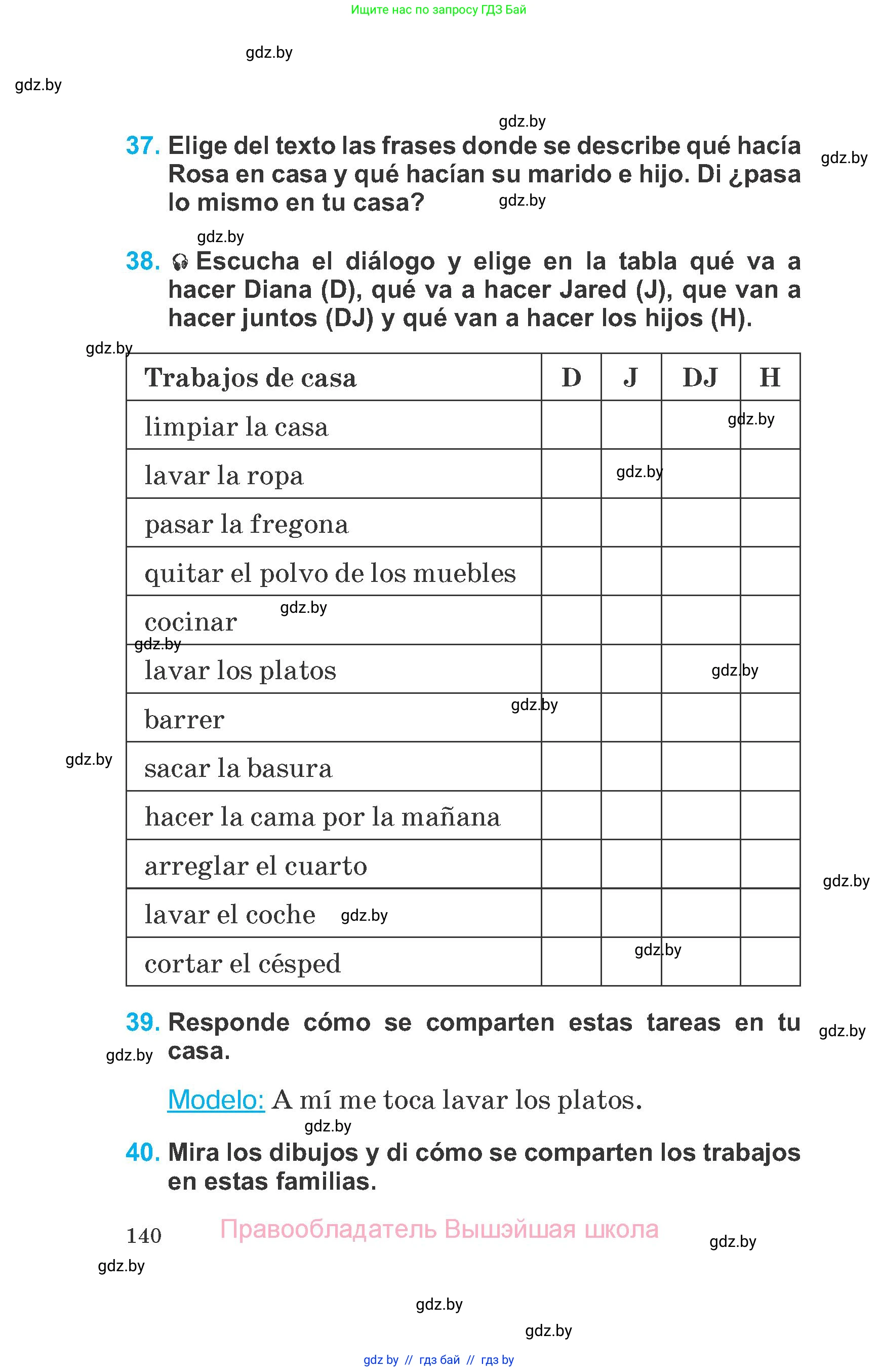 Испанский язык, 6 класс Учебник, автор: Гриневич Елена Карловна, издательство Вышэйшая школа, Минск, 2016, зелёного цвета, страница 140